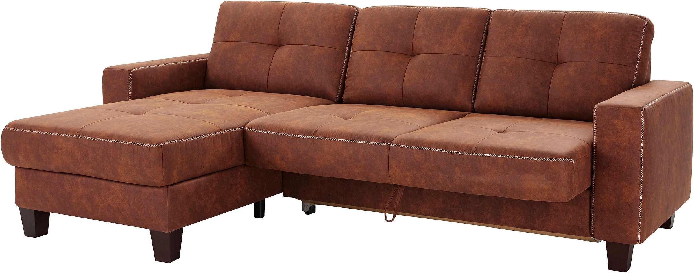 Places of Style Ecksofa »Varese L-Form«, Kreuznaht in beige