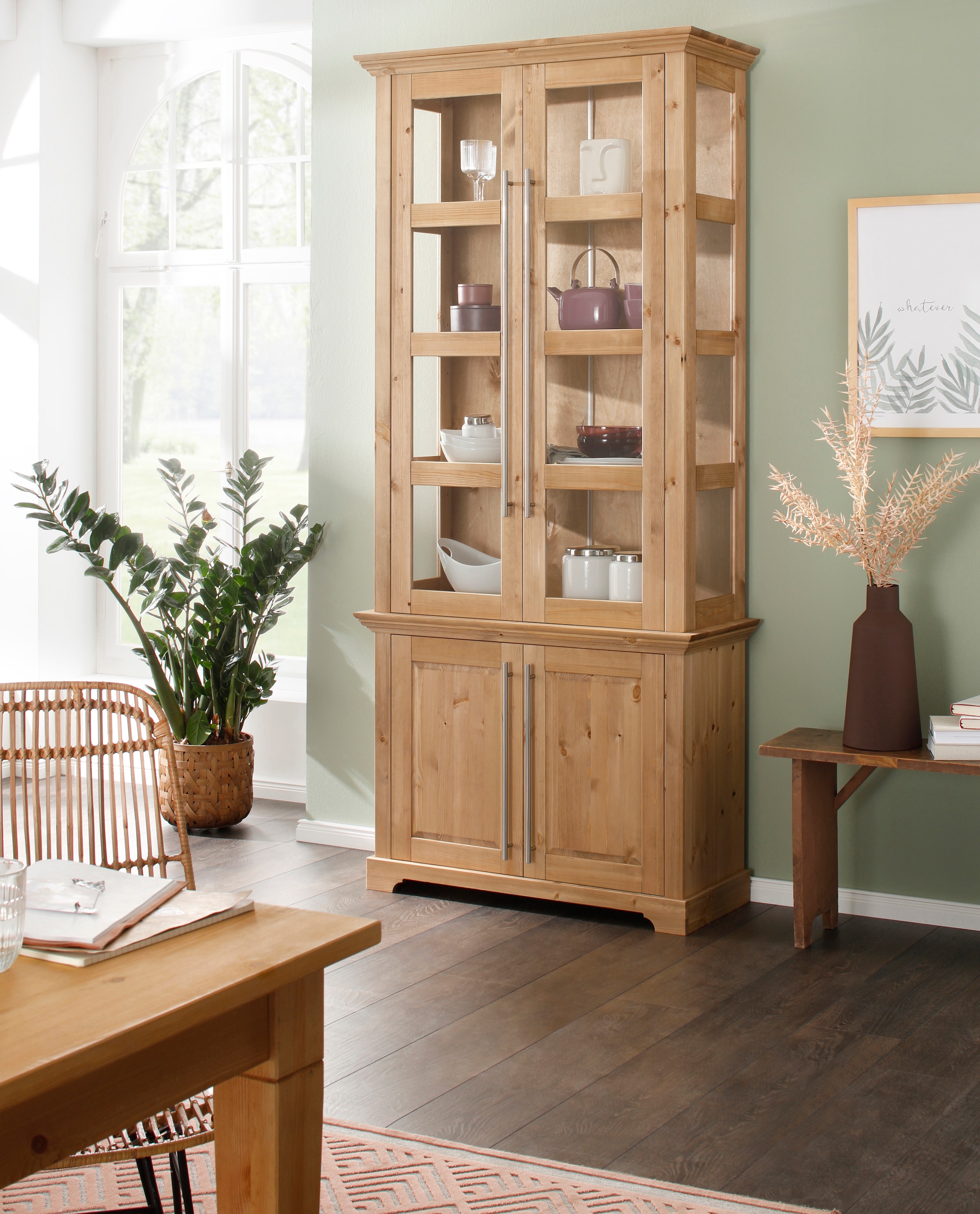 Home affaire Vitrine »Meliss« aus massiver Kiefer, FSC® zertifiziert, Breit günstig online kaufen