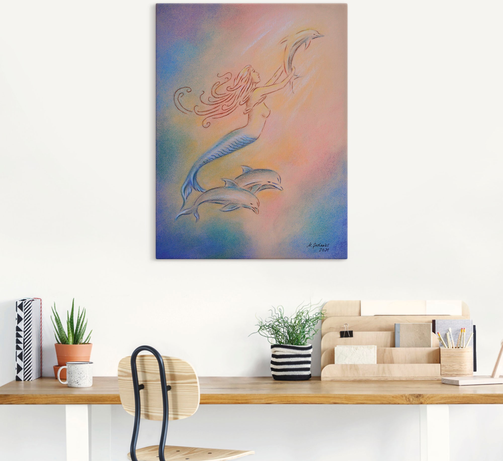 Artland Leinwandbild »Delphine Engel« klassische Fantasie 1 Stk. tlg. auf Holzrahmen gespannt