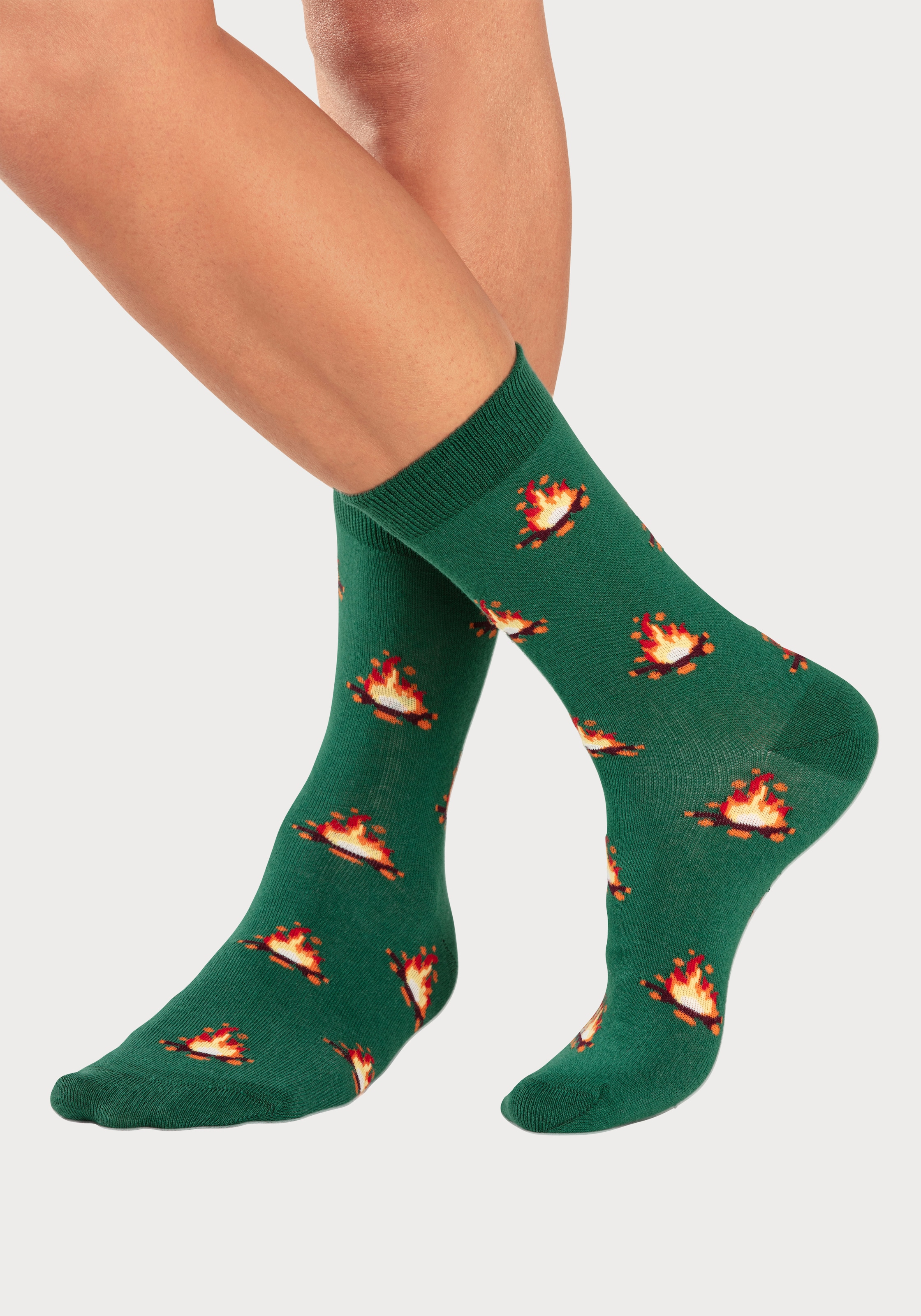 John Devin Socken, (Packung, 2 Paar), mit bunten eingestrickten Motiven