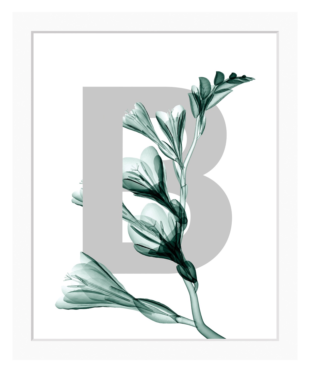 queence Bild »B-Flower 2.0«, Buchstaben, Blume, Blätter, gerahmt günstig online kaufen