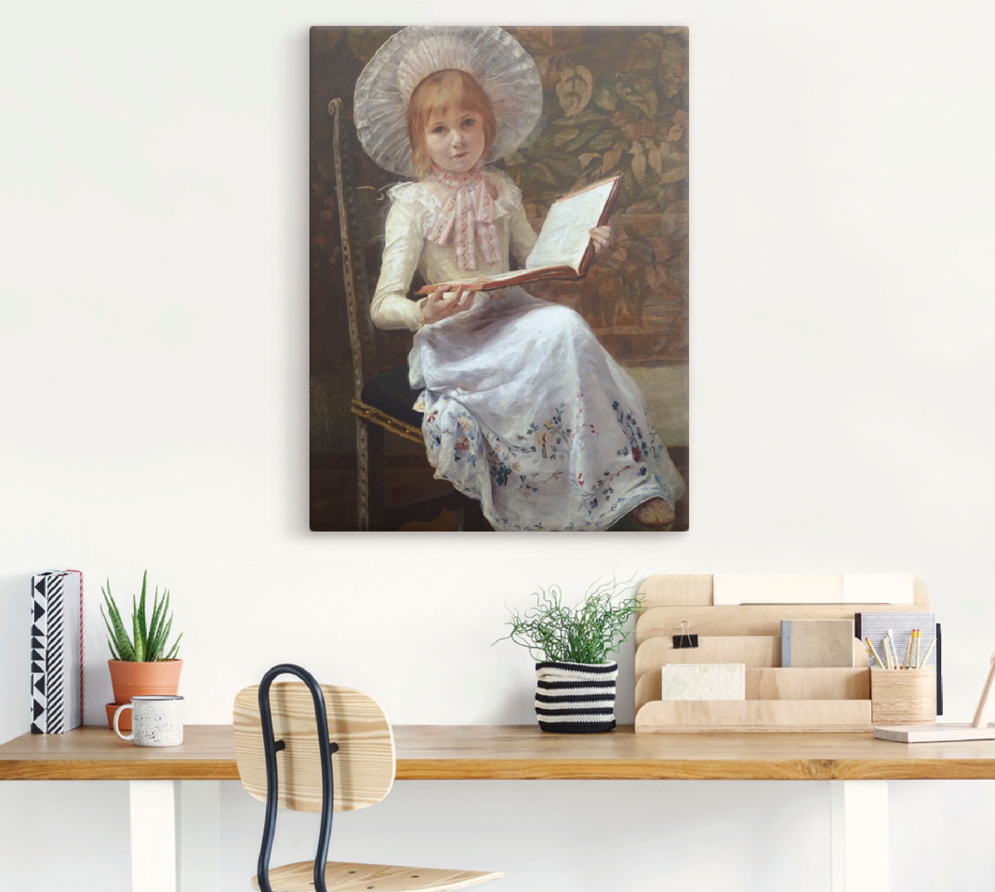 Artland Leinwandbild »Tochter Ida mit Bilderbuch.«, Kind, (1 St.), auf Keilrahmen gespannt