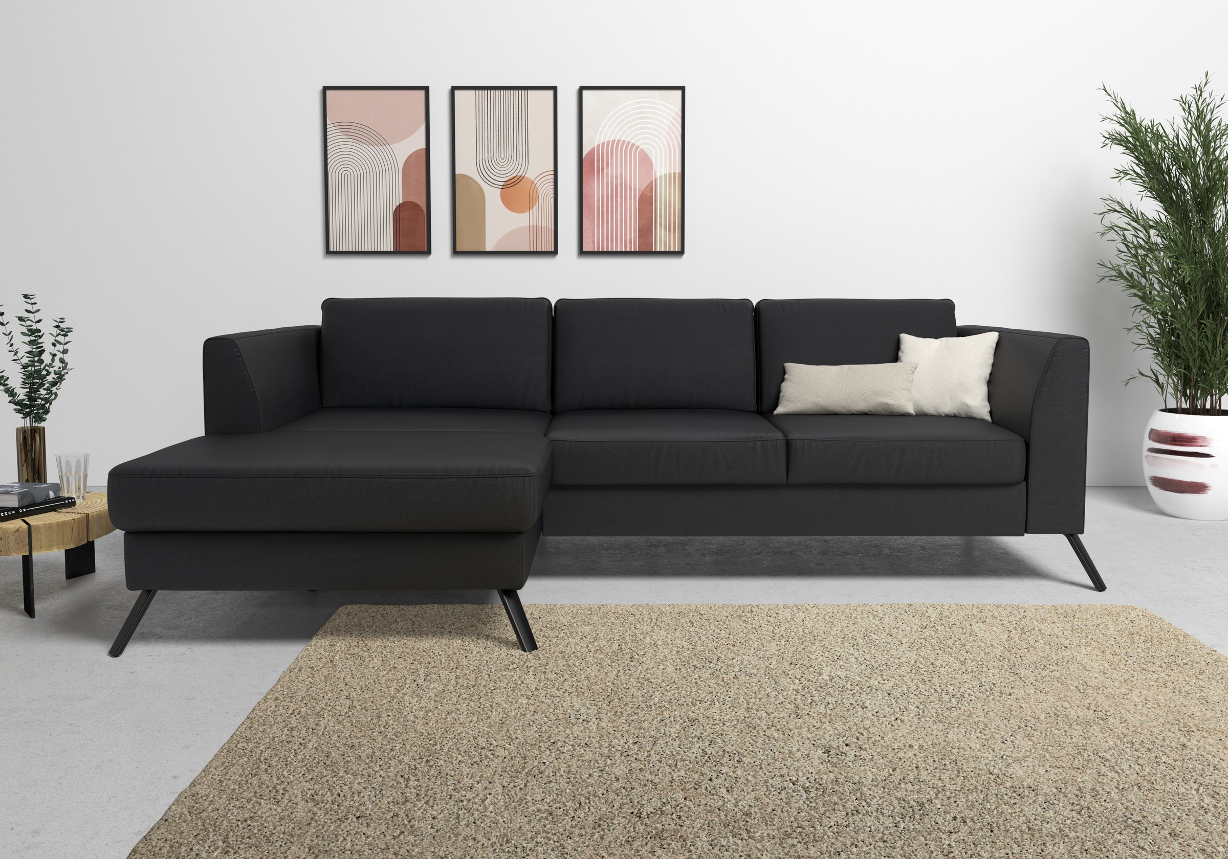 sit&more Ecksofa »Olsen L-Form«, inklusive Sitztiefenverstellung, wahlweise mit Bettfunktion, 15cm hoch