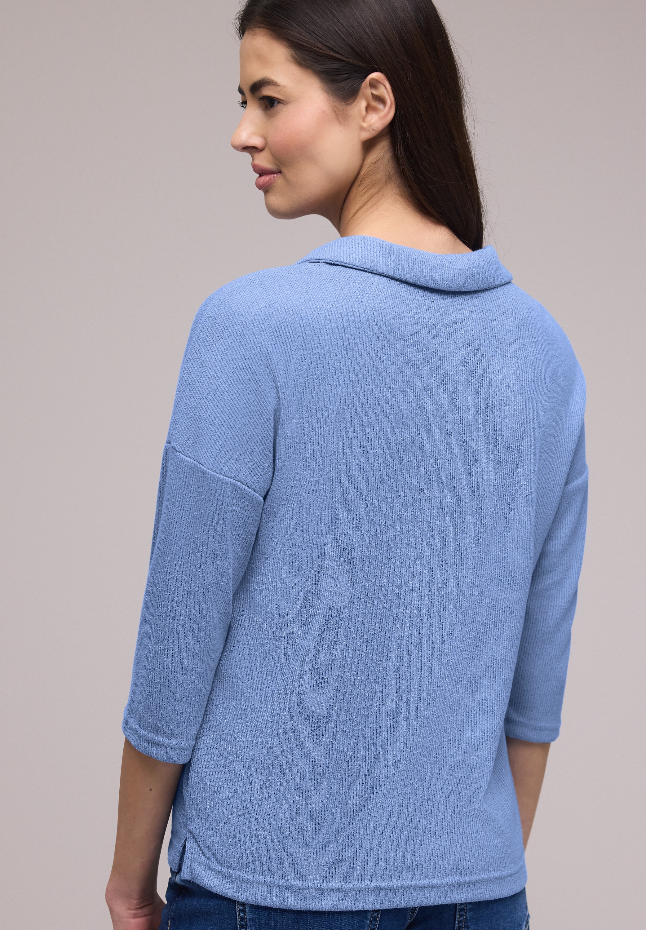 STREET ONE 3/4-Arm-Shirt mit Polokragen und V-Ausschnitt
