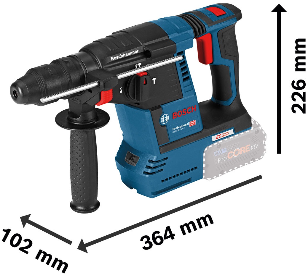 Bosch Professional Akku-Bohrhammer »»GBH 18V-26F««, Inkl. 2x Akkus 5,5Ah und Ladegerät, mit SDS plus, in L-BOXX 238