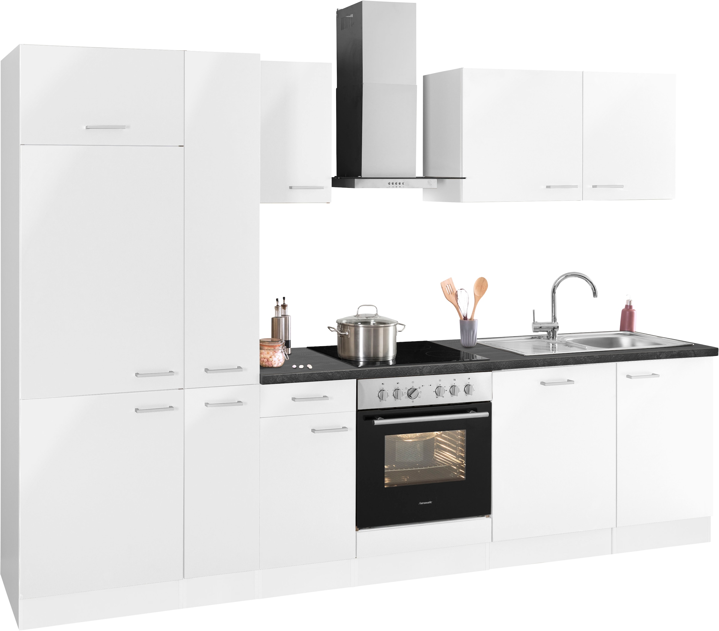 OPTIFIT Küchenzeile »Iver«, 300 cm breit, inklusive Elektrogeräte der Marke  HANSEATIC auf Rechnung bestellen | Küchenzeilen mit Geräten