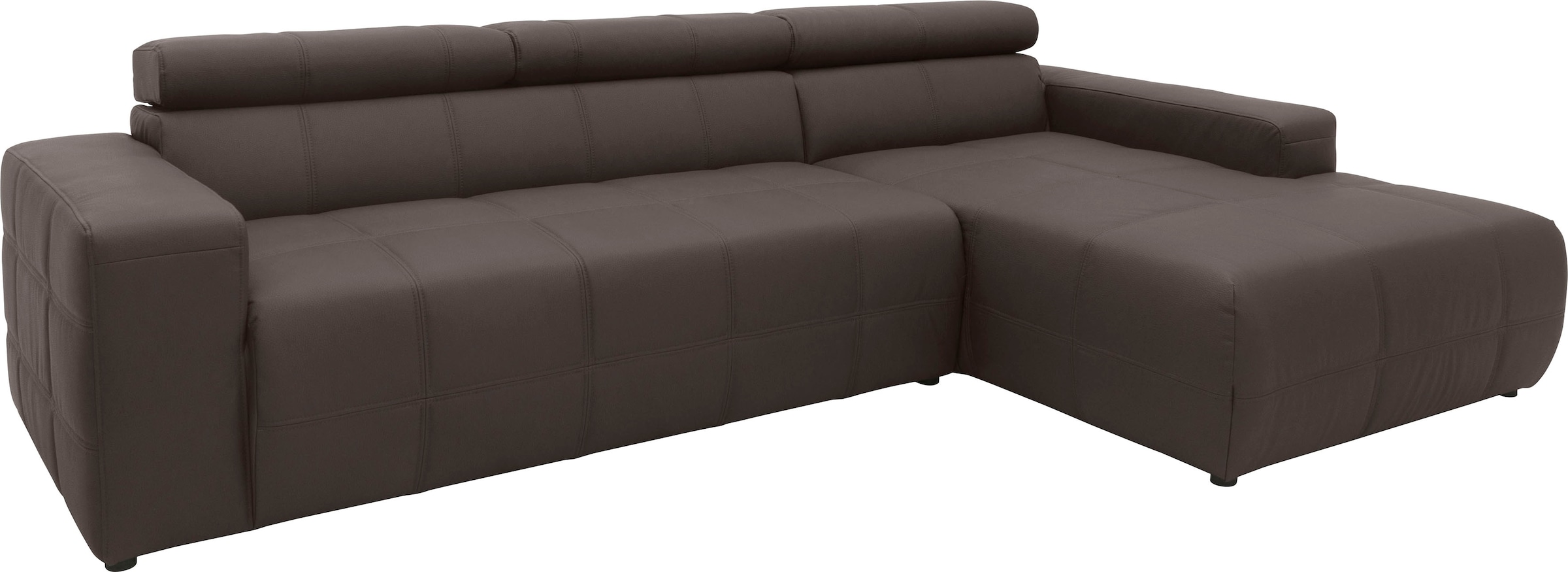 DOMO collection Ecksofa »Brandon Sitzbelastung 140 kg, große Ausführung, B/T/H: 289/177/80 cm«, mit Kopfteilverstellung, wahlweise Sitztiefenverstellung, L-Form