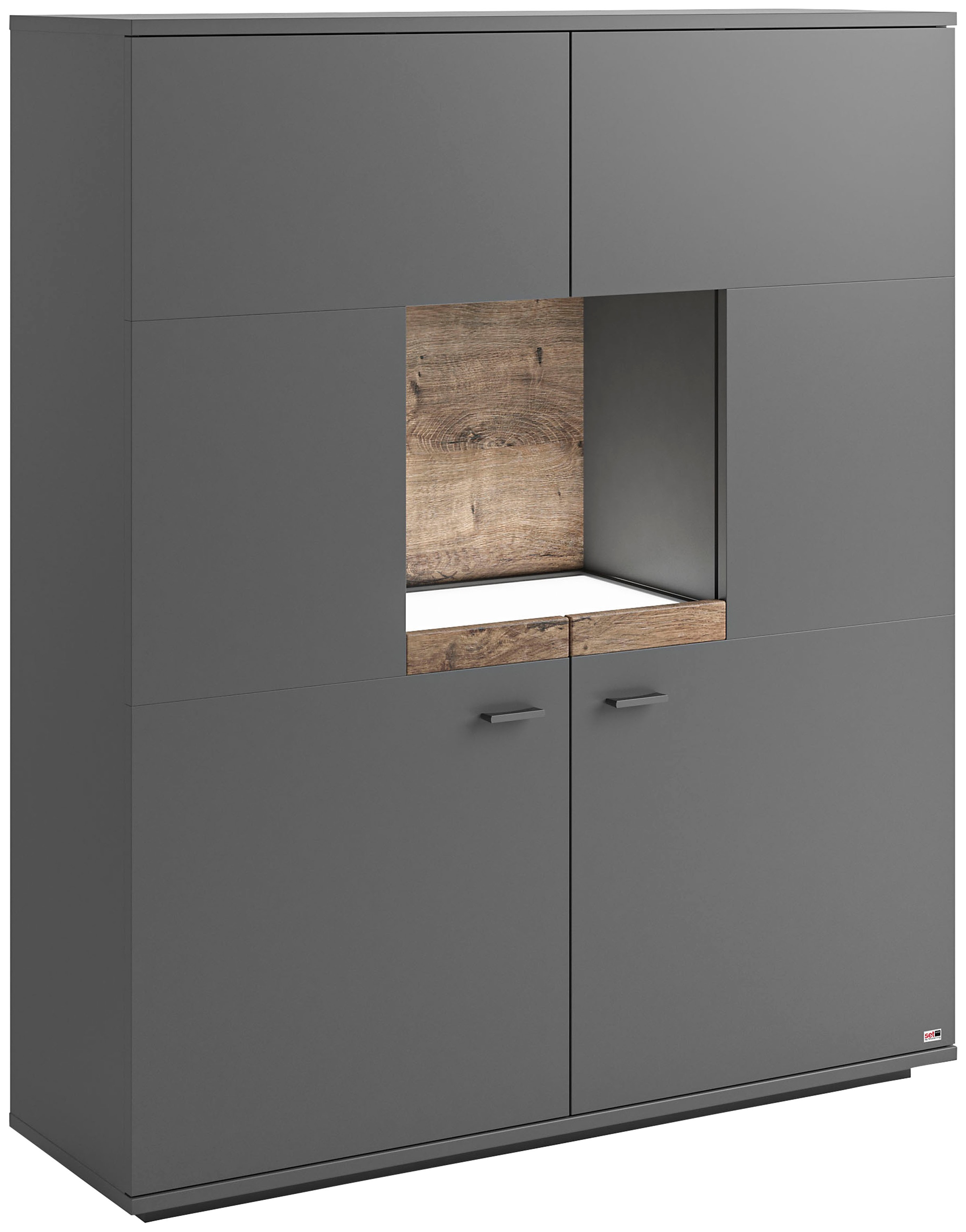 set one by Musterring Highboard »Lancaster«, In 2 Farben erhältlich, Bügelgriff in grau, Breite 120cm