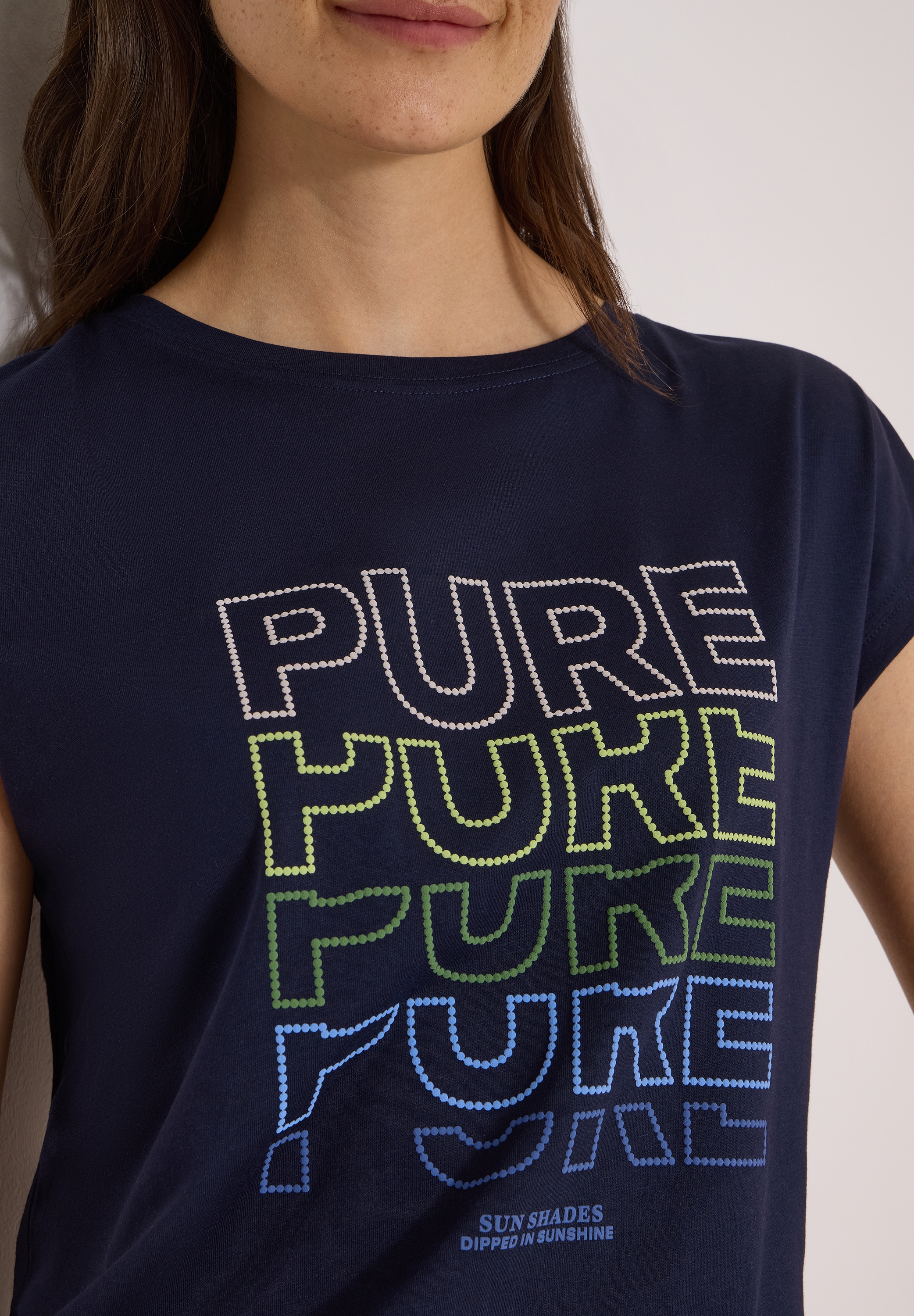 Cecil Kurzarmshirt Sommershirt mit Boat Neck und Frontprint