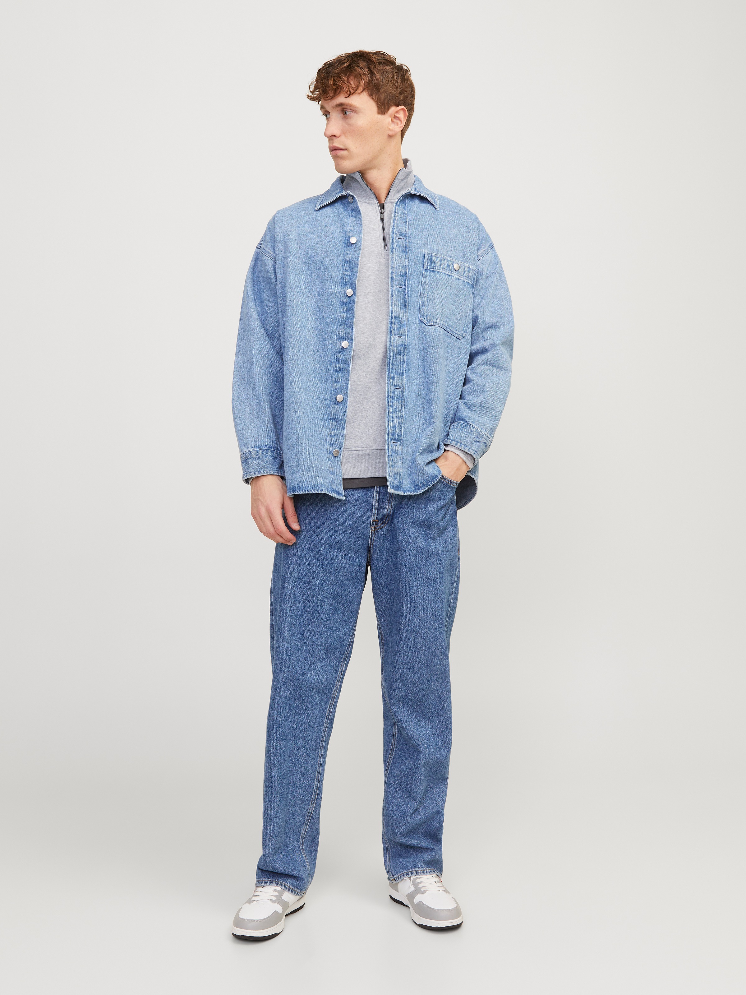 Jack & Jones Sweatshirt »JJEBRADLEY SWEAT HALF ZIP NOOS«, Materialmix, relaxed fit
