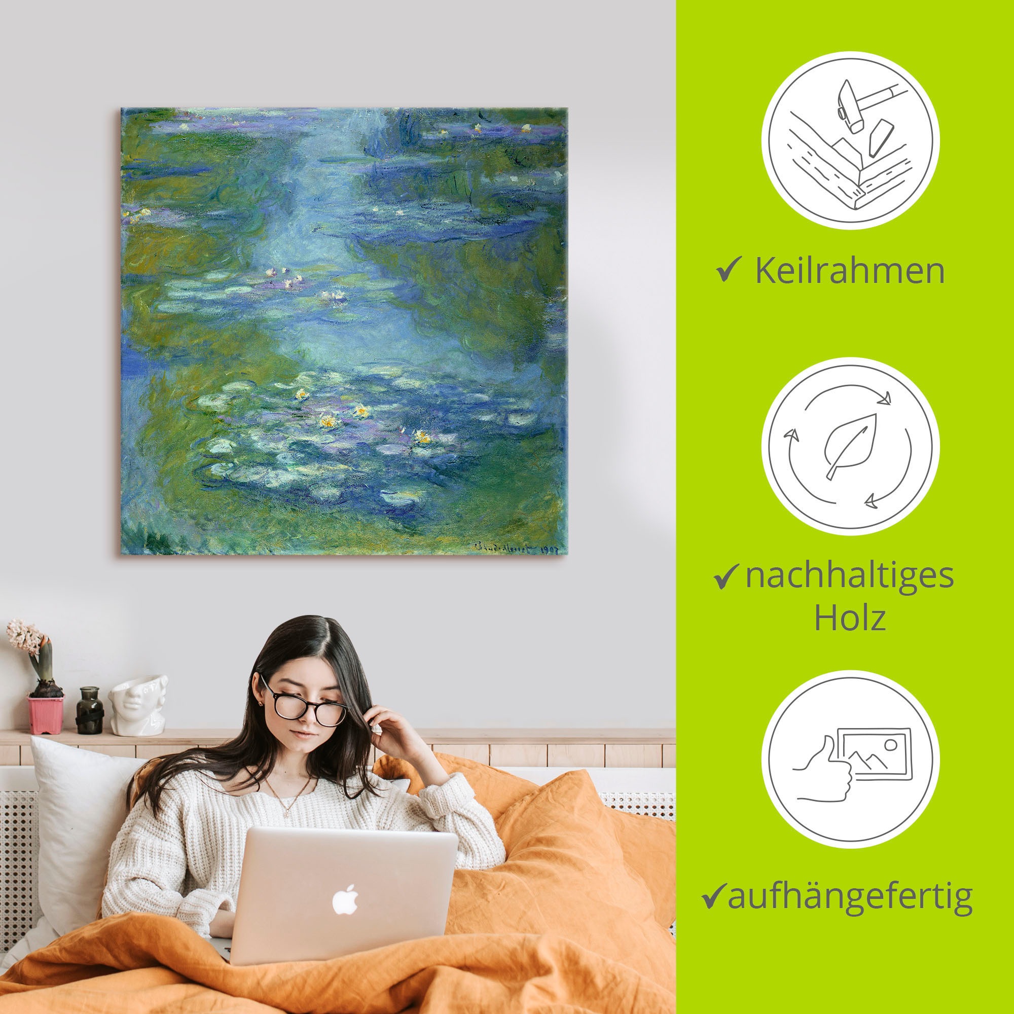 Artland Leinwandbild »Seerosen. 1907« Blumen 1 Stk. tlg. auf Holzrahmen gespannt