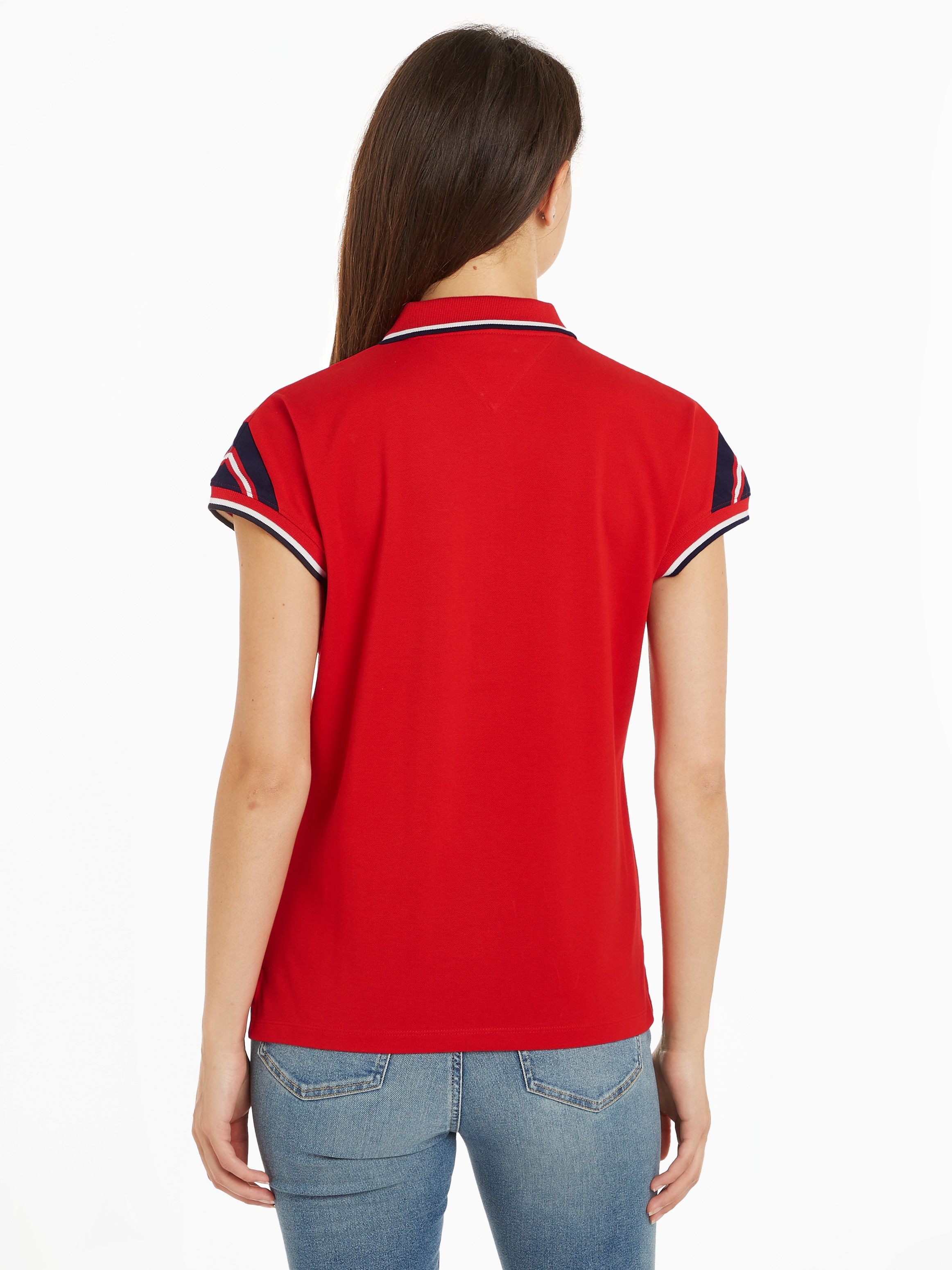 Tommy Hilfiger Poloshirt »REG STRIPE SLV POLO CAP SLEEVE«, mit kontrastfarbenen Einsätzen