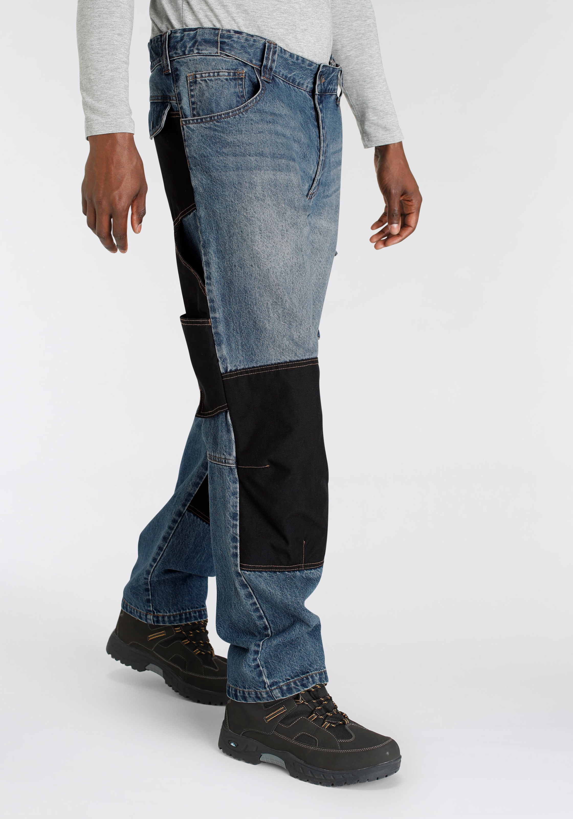 Northern Country comfort aus robuster fit), Jeans«, mit Knieverstärkung (aus Arbeitshose Baumwolle, Cordura 100% »Multipocket Taschen, 9 dehnbarem Jeansstoff, online bestellen praktischen Bund