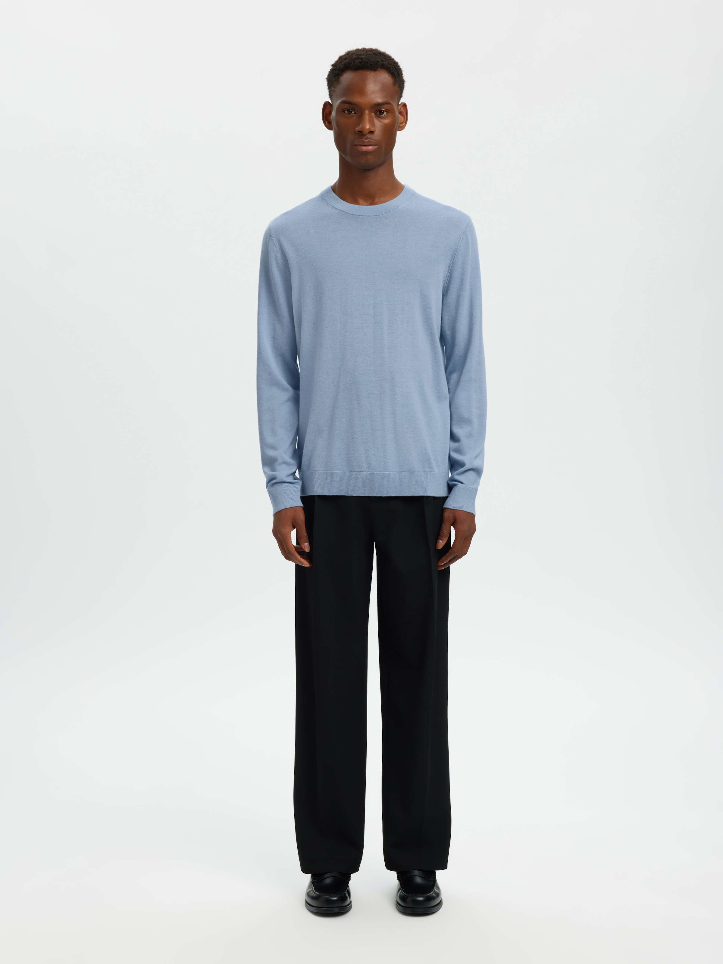 SELECTED Rundhalspullover »SLHTRAY LS KNIT MERINO CREW NECK NOOS« Wolle, regular fit