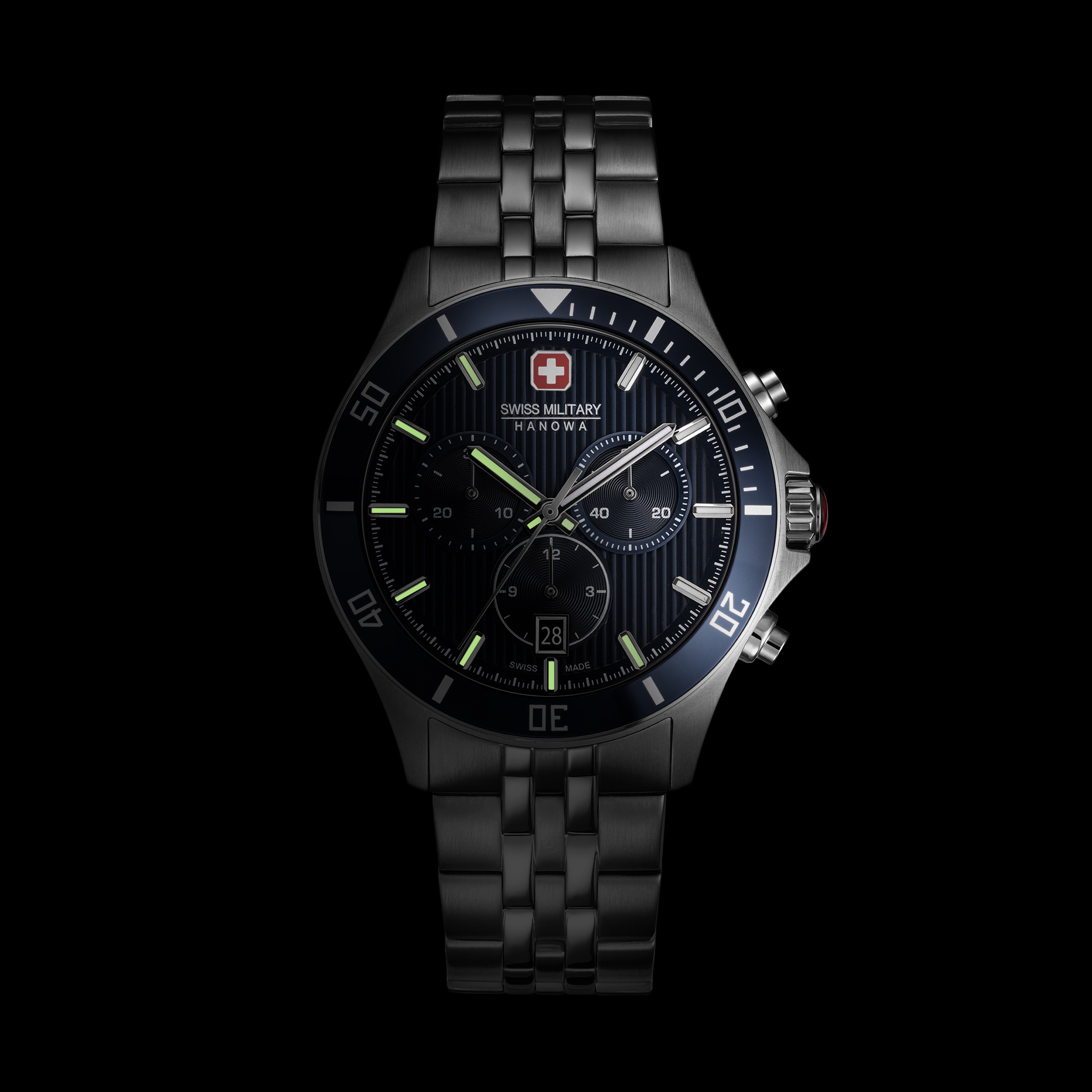 Swiss Military Hanowa Chronograph »Flagship Heritage Chrono« Quarzuhr, Armbanduhr, Herrenuhr, Swiss Made, Edelstahlarmband, analog