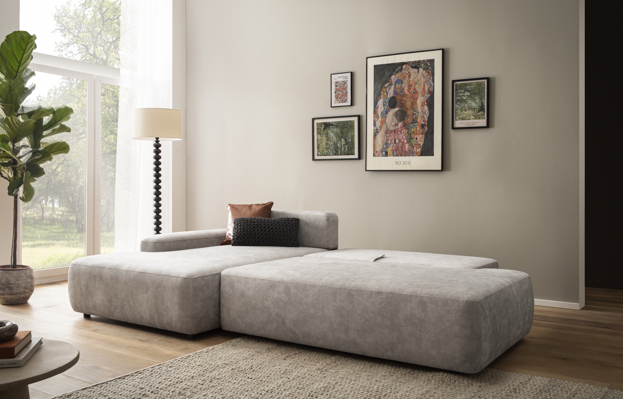 INOSIGN Ecksofa »TORGE, Schlafsofa Cord, Samtvelours u. Strukur fein, Couch in L-Form«, Schlaffunktion und Bettkasten, Liegefläche: 210x125 cm, neues Design