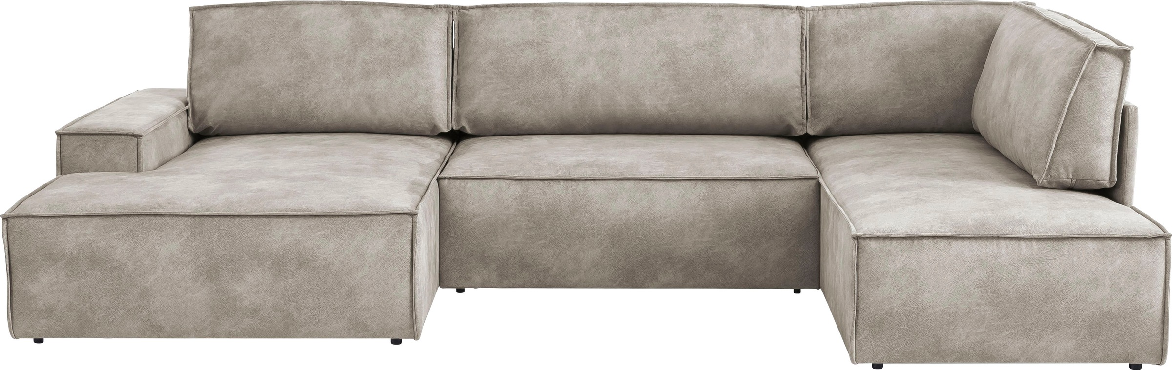 Home affaire Wohnlandschaft »SHERWOOD 329 cm, U-Form, Schlafsofa,«, Schlaffunktion m. Bettkasten (194x139 cm), Cord, Vintage, Samtvelours