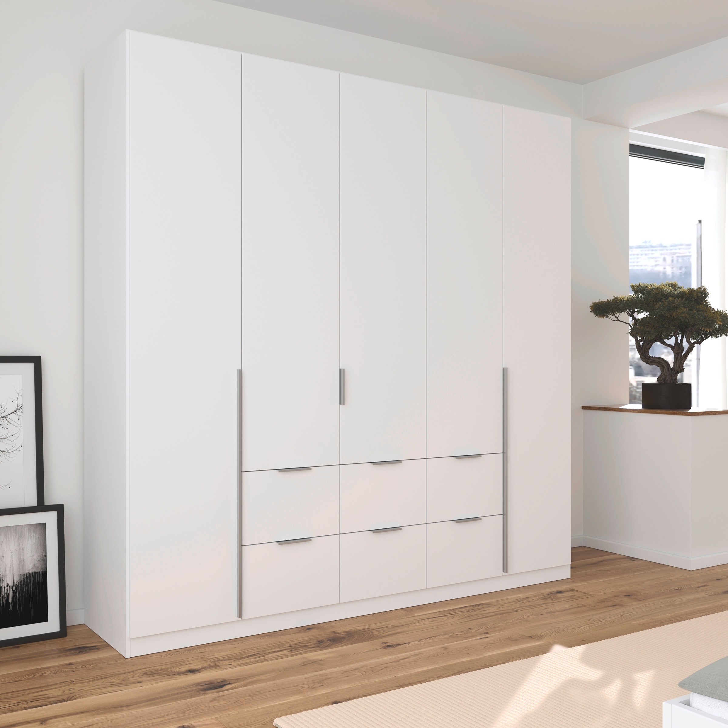 rauch Drehtürenschrank »Kleiderschrank Schrank Garderobe AGORDO mit Dekor- oder Hochglanzfront«, (in zwei Griff-Farben mit Dekor- oder Hochglanzfront), mit Außenschubkästen, in 6 Breiten und 2 Höhen MADE IN GERMANY