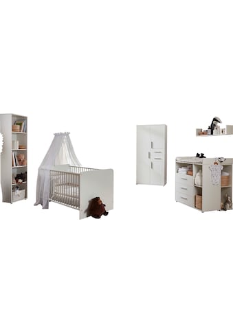 Babyzimmer-Komplettset »Lea«, (Set, 7 St., Bett, Wickelkommode, Schrank, Standregal,...