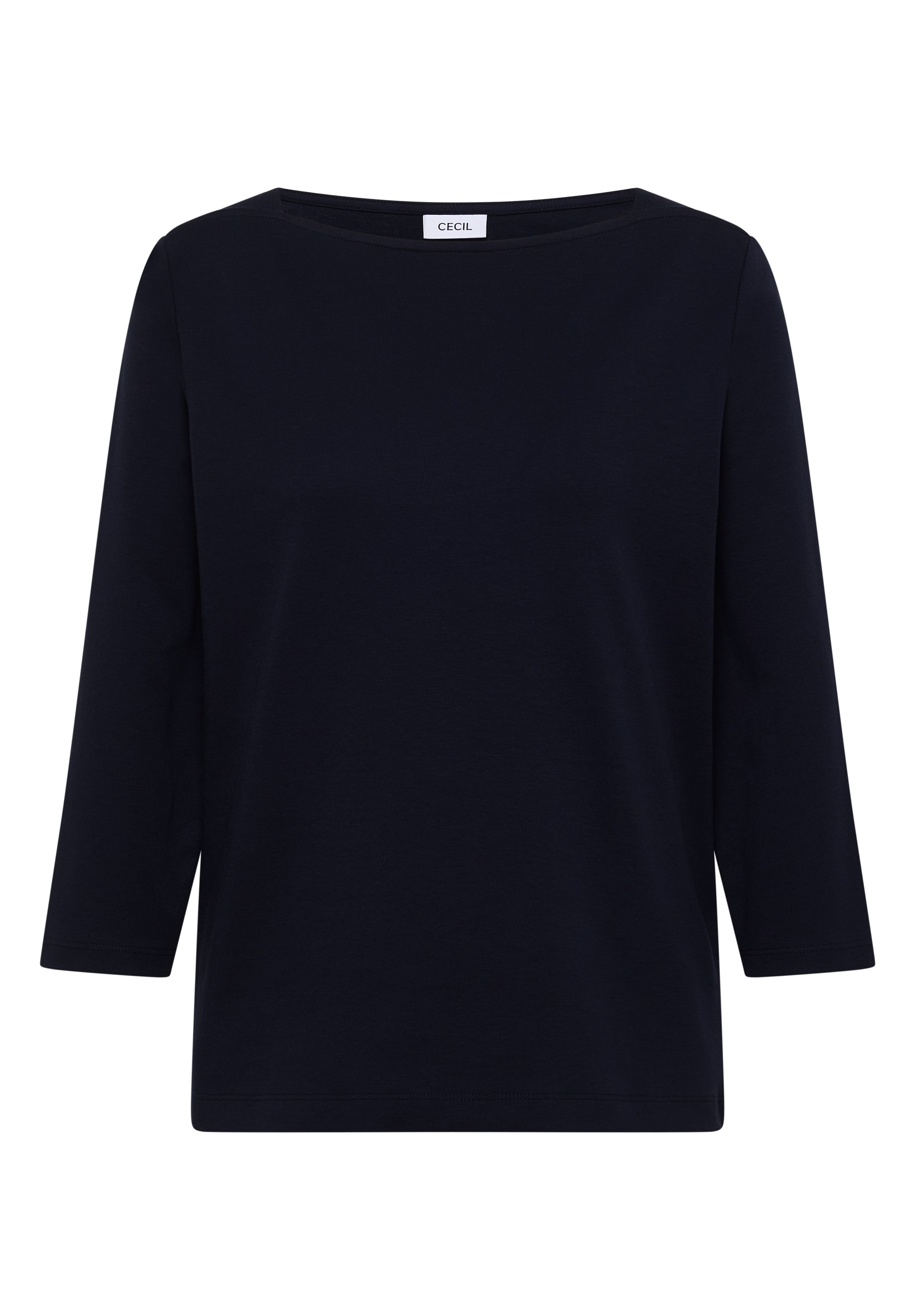 Cecil 3/4-Arm-Shirt U-Boot-Ausschnitt, unifarben, Baumwolle