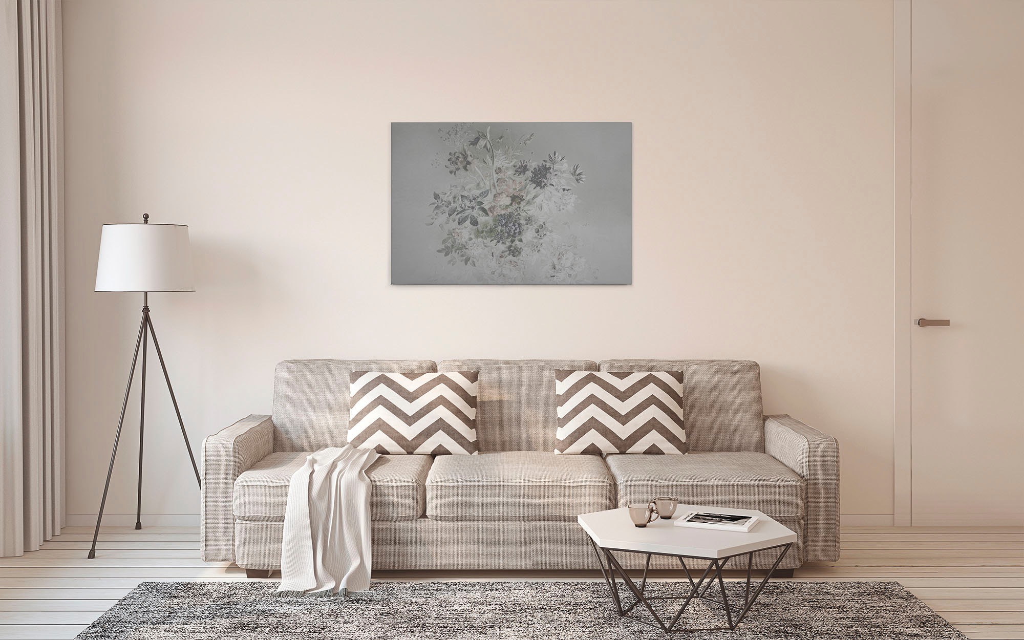 A.S. Création Leinwandbild »bouquet pastel 3«, Kunst-Blumen-Kinder, (1 St.), Keilrahmen Blumen Floral Grau Pastel Leinwand-Bild Wohnzimmer modern