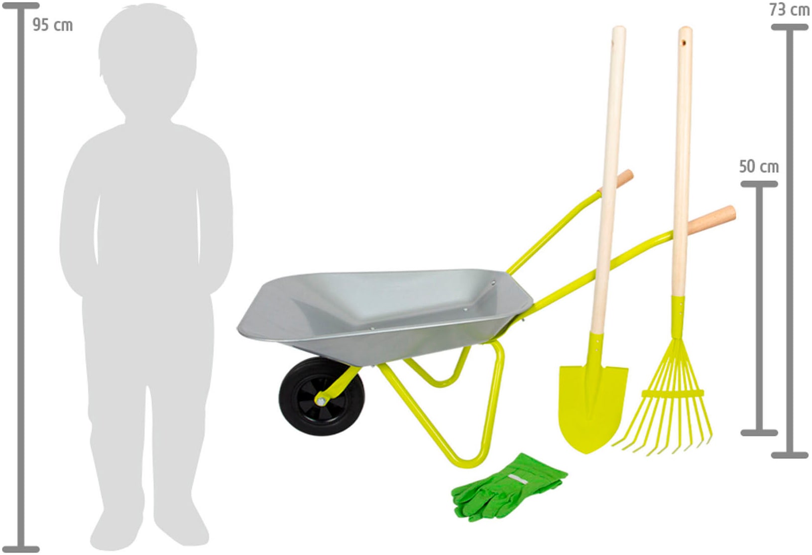 Small Foot Schubkarre, (Set, 4 tlg.), für Kinder; mit Gartenwerkzeug