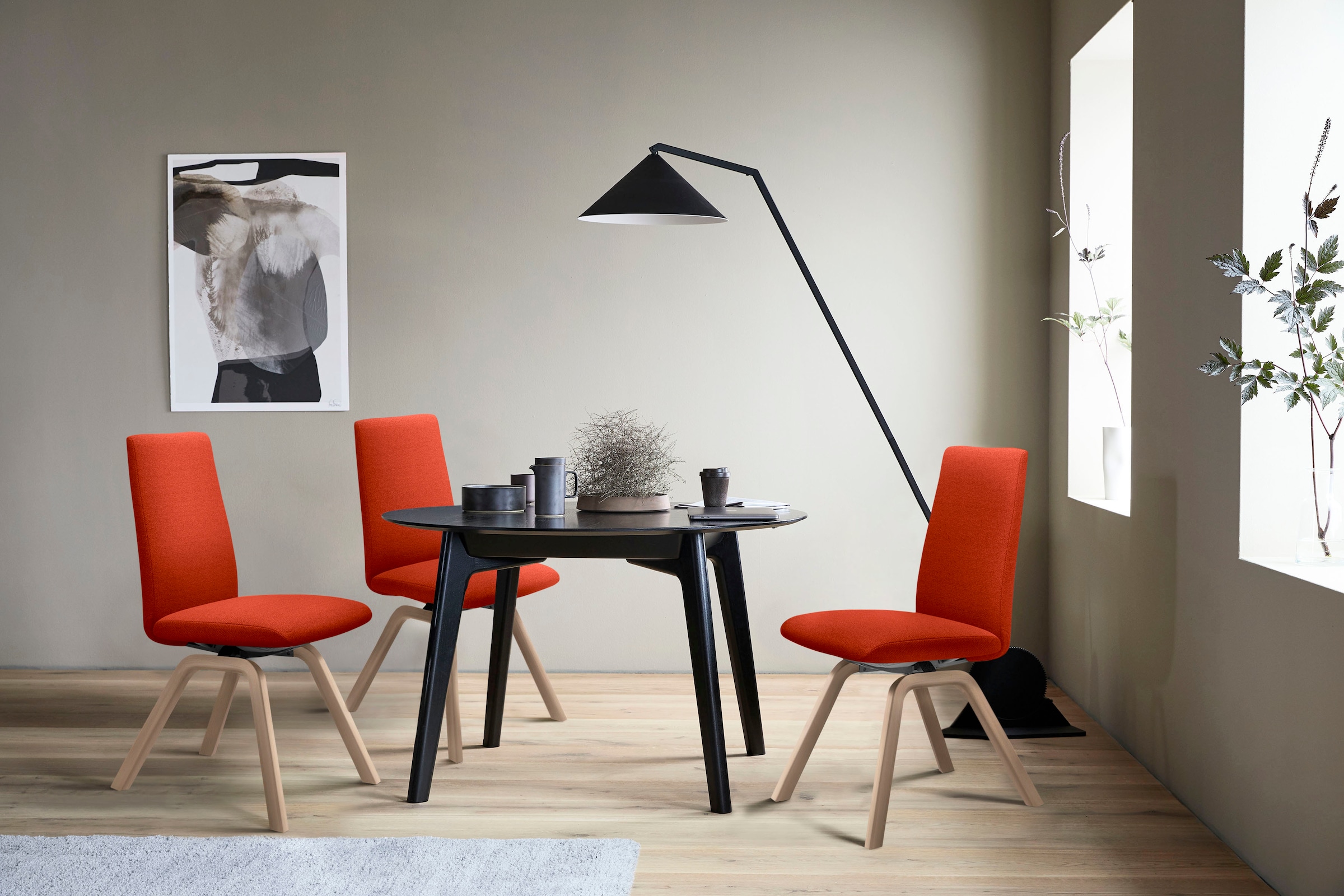 Stressless® Polsterstuhl »Laurel«, ROHLEDER Stoff Q2 FARON, Low Back, Größe M, mit schräggestellten Beinen in Walnuss