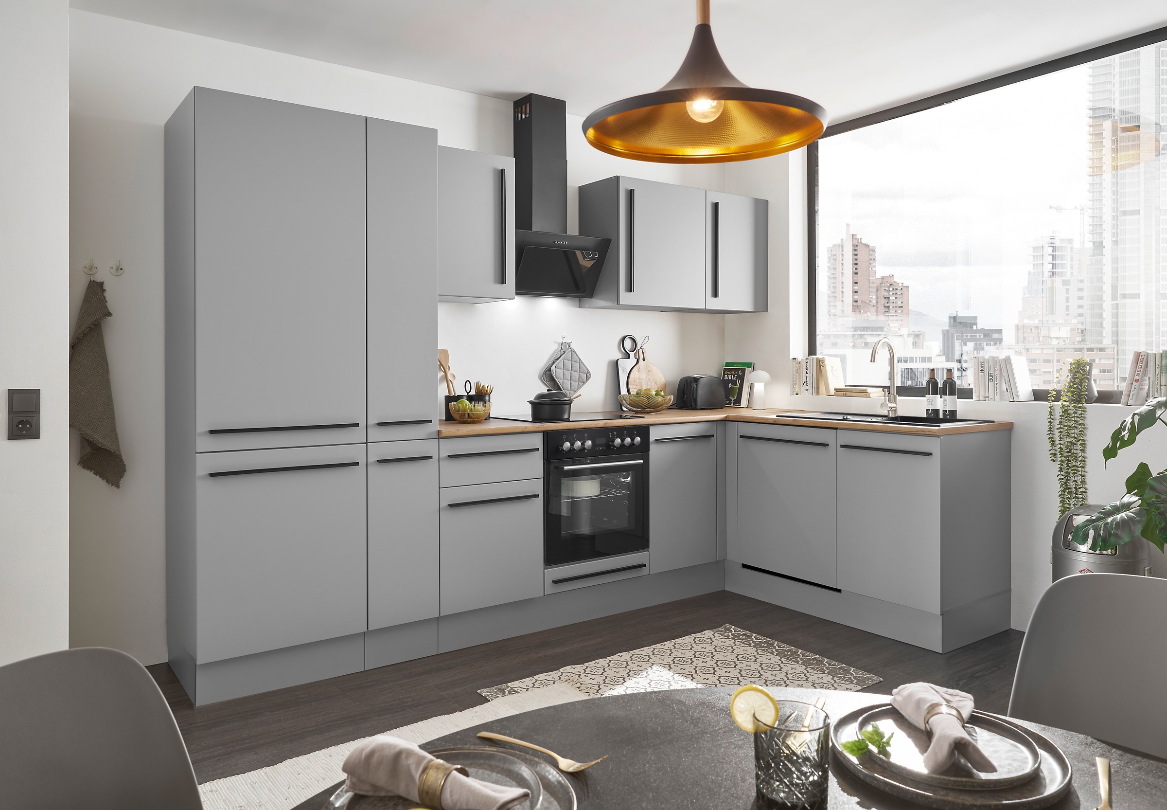BASIC by Balculina Winkelküche »Denver, Küche BxHxT 310/115 x 211 x 60«, Breite 310 cm, wahlweise mit E-Geräten und Induktion