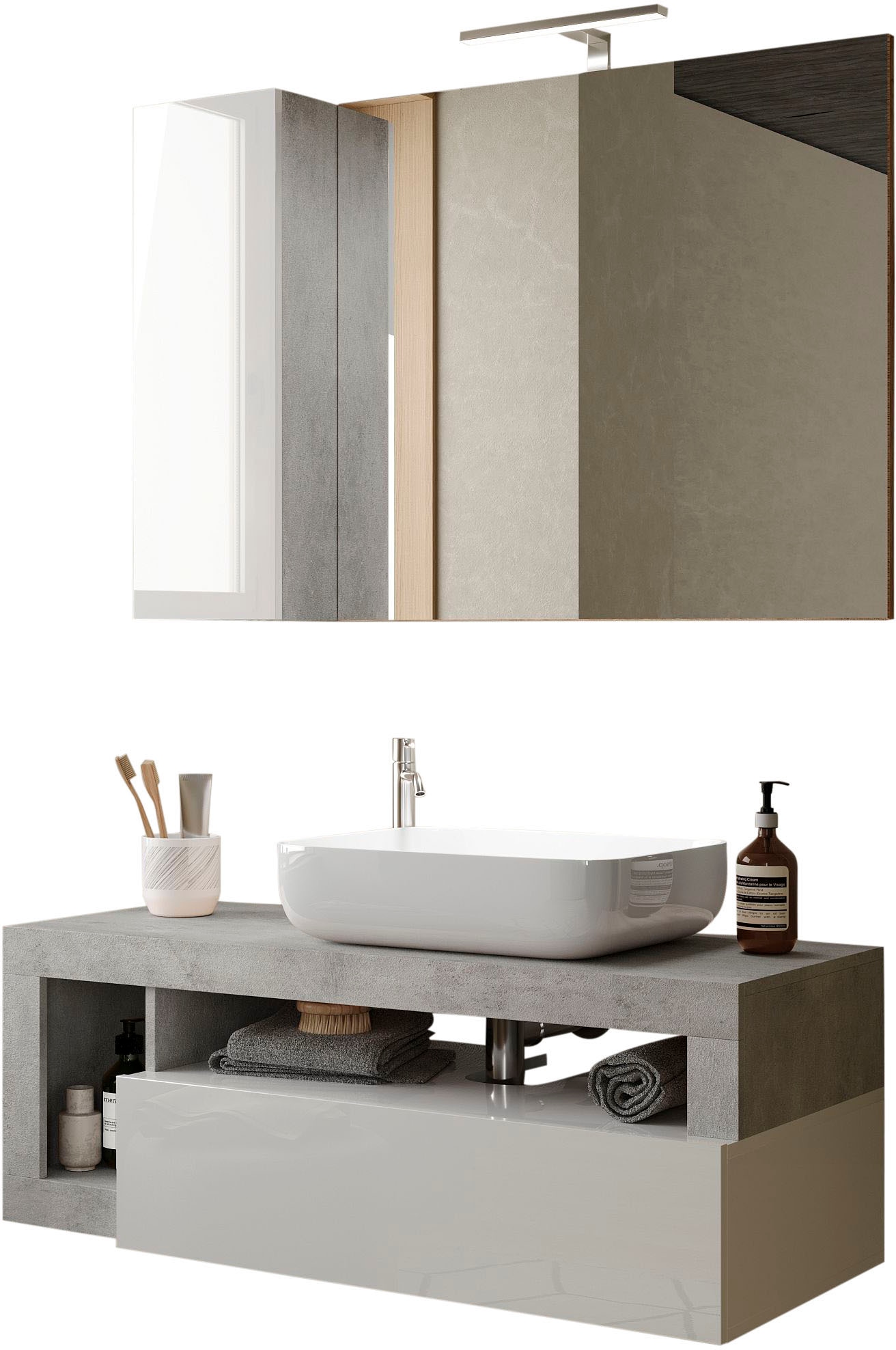 welltime Badmöbel-Set »Hamburg, Badezimmerset 2tlg. Breite 110 cm, Badmöbel günstig online kaufen