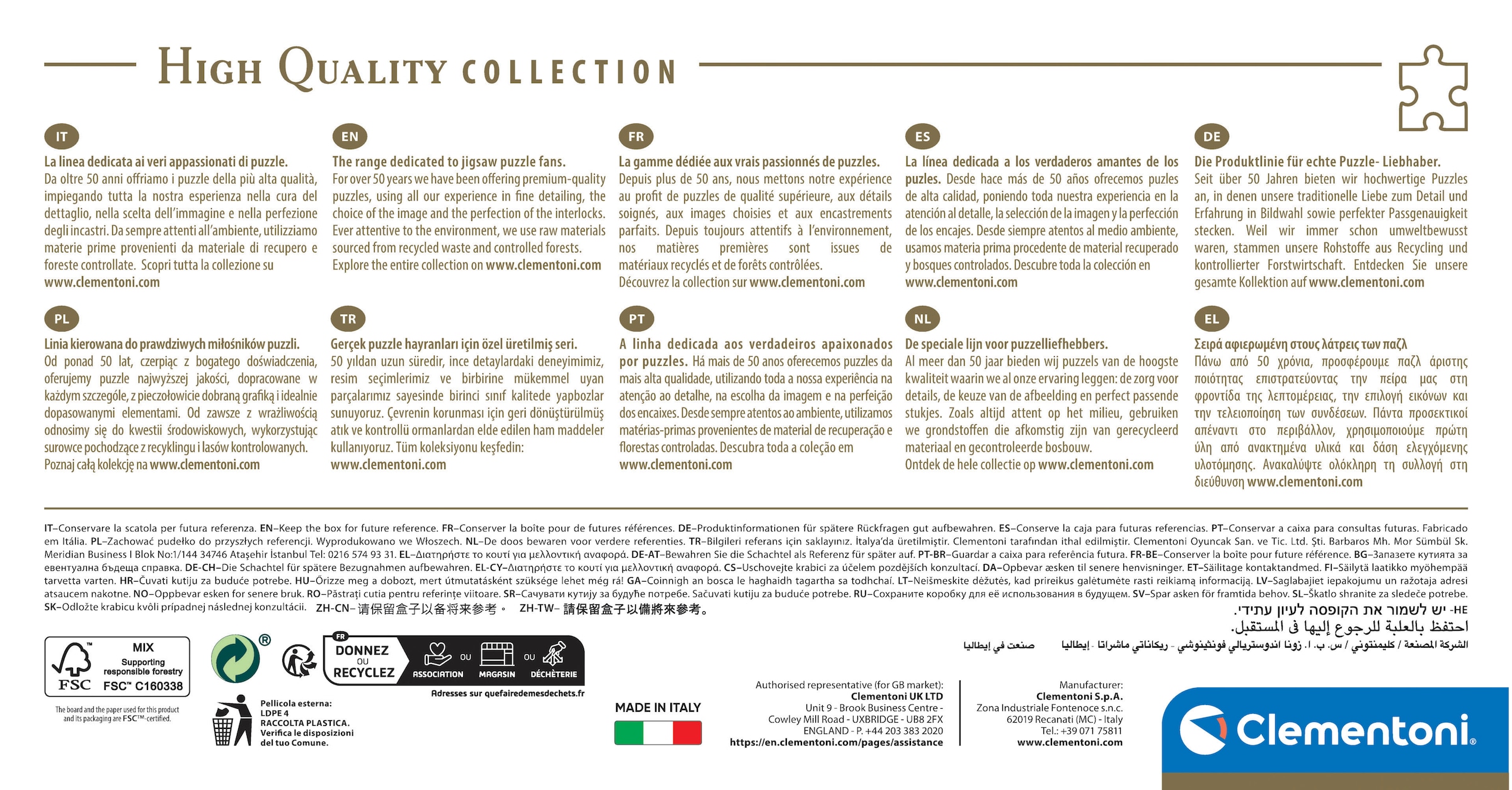 Clementoni® Puzzle »Panorama High Quality Collection Compact, Venedig, Canale Grande« Made in Europe