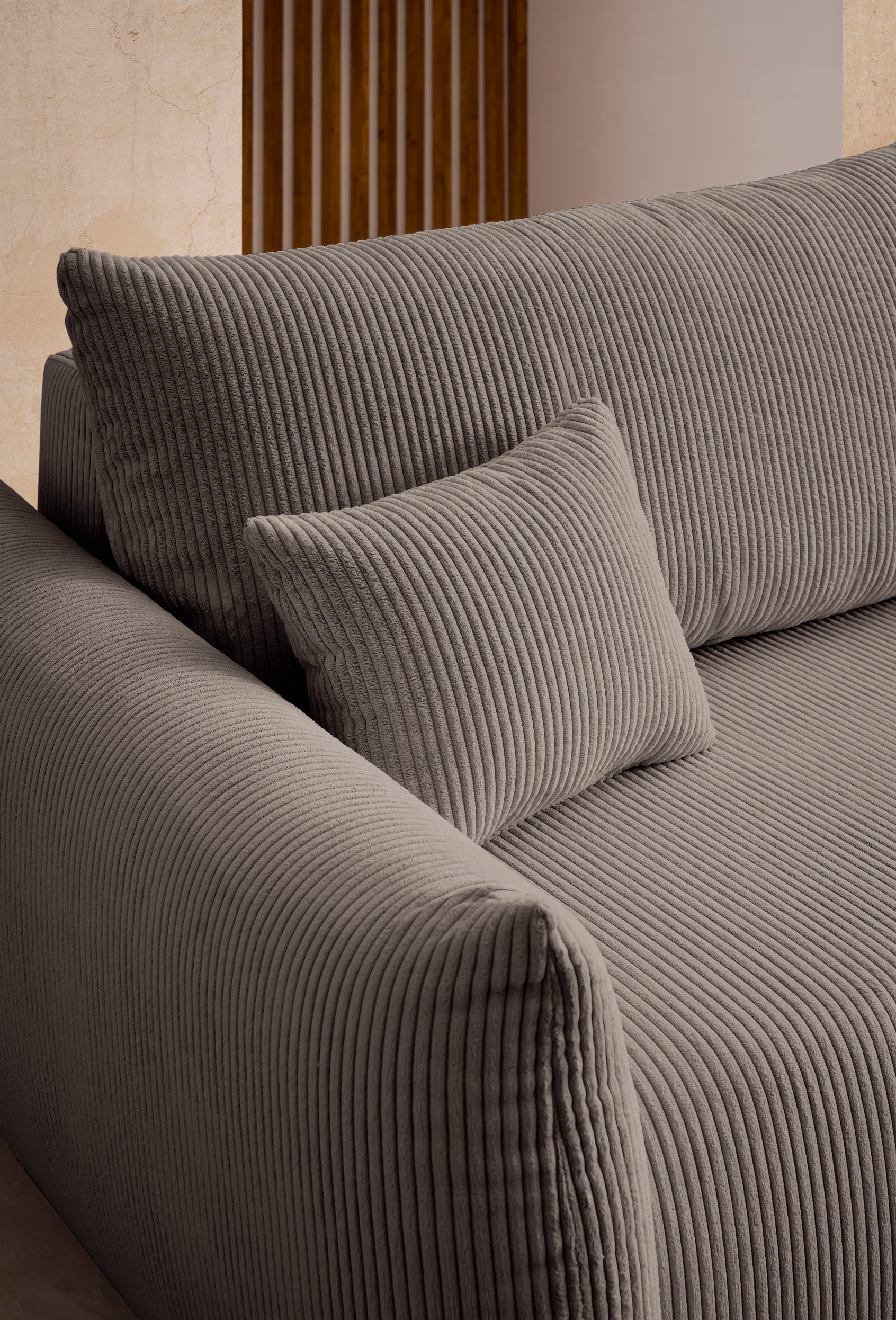 INOSIGN 3-Sitzer »MAVAS Schlafsofa mit Bettkasten«, ca.240/108cm (Liegefläche 212/145 cm), Cord, Chenille, Struktur