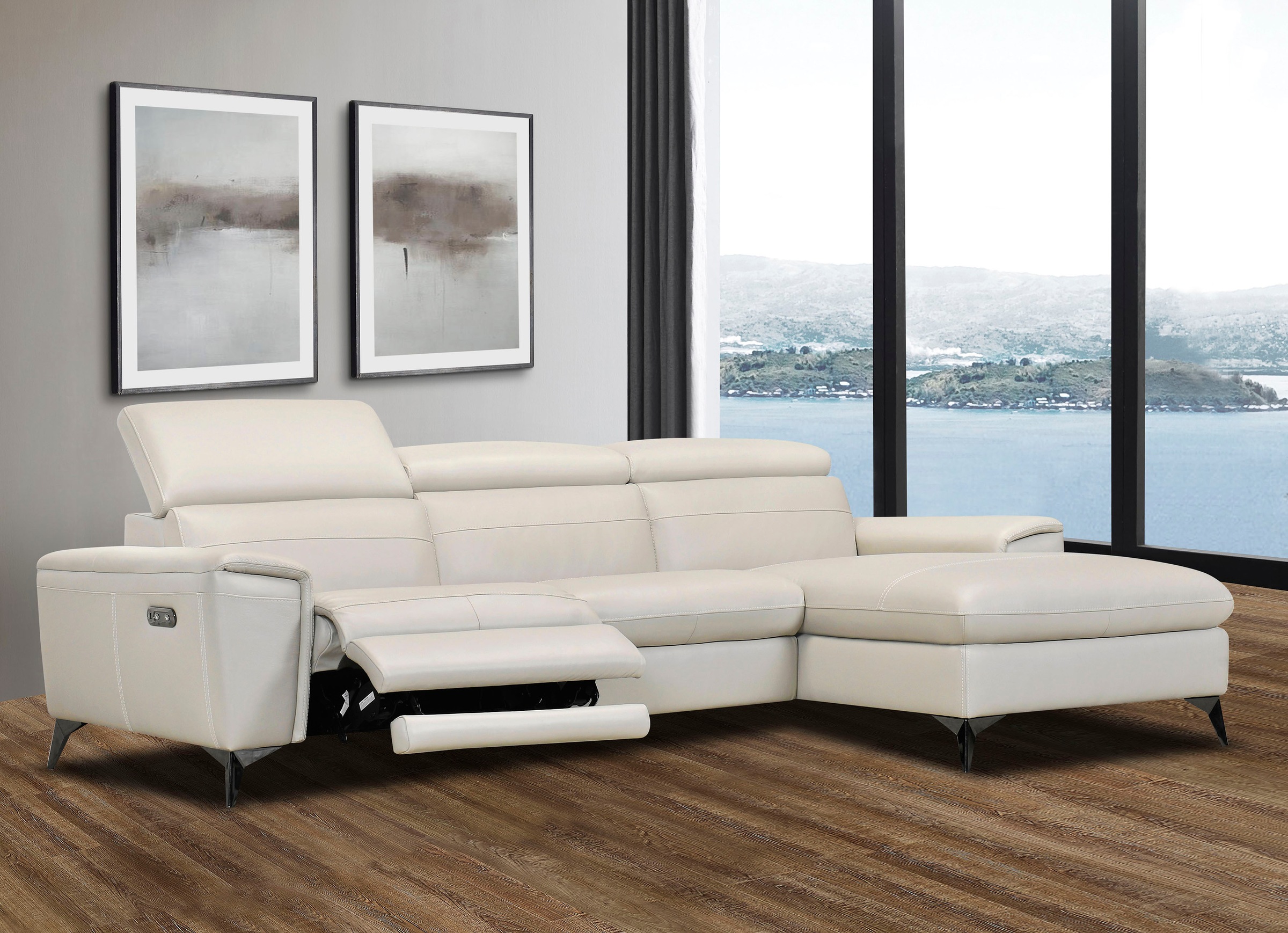 Places of Style Ecksofa »Theron, L-Form, 263 cm,«, elektrische Relaxfunktion, USB-Anschluss, manuelle Kopfteilverstellung