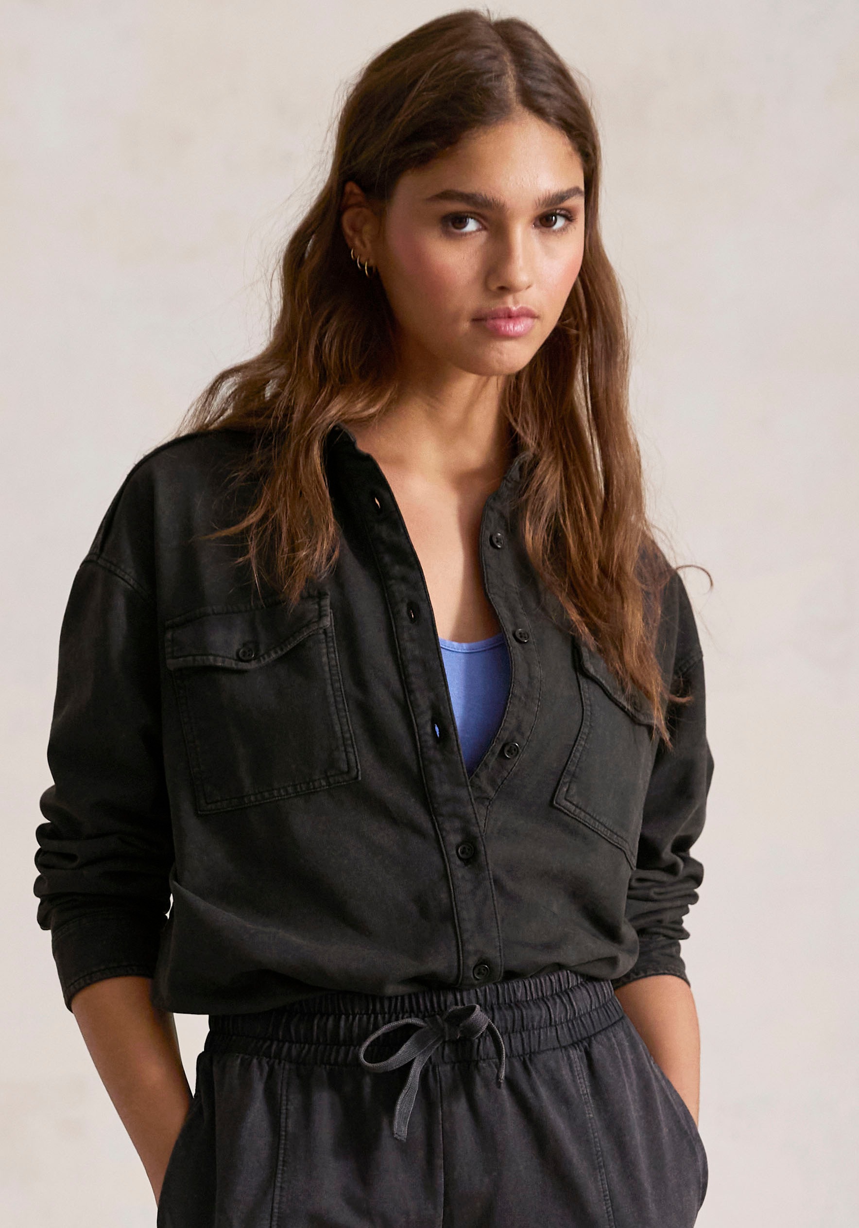 Buffalo Blusenshirt, Loungeshirt im Used-Look, Loungewear