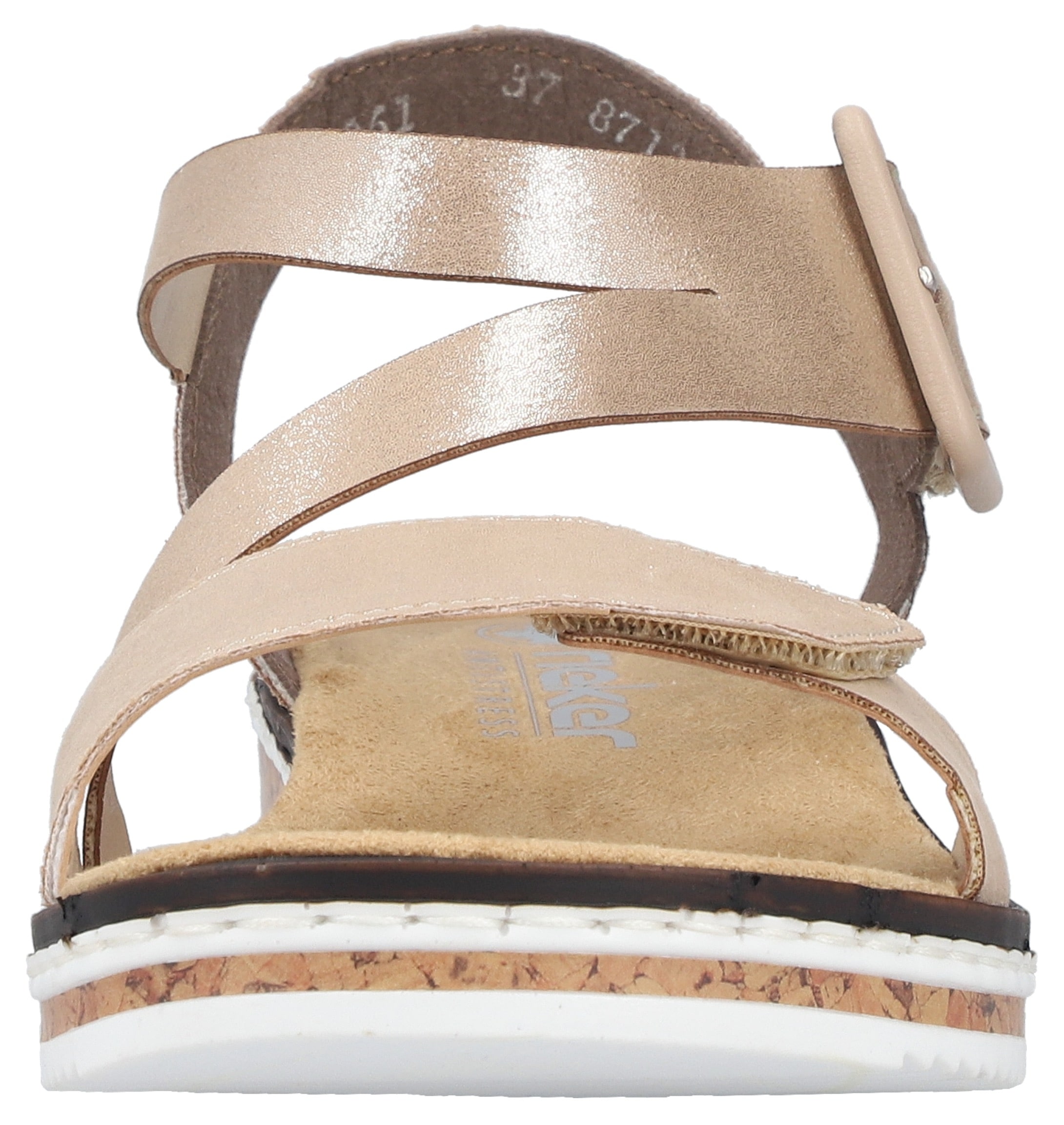 Rieker Riemchensandale  Sommerschuh, Sandalette, Keilabsatz, mit asymmetrischem Riemchen