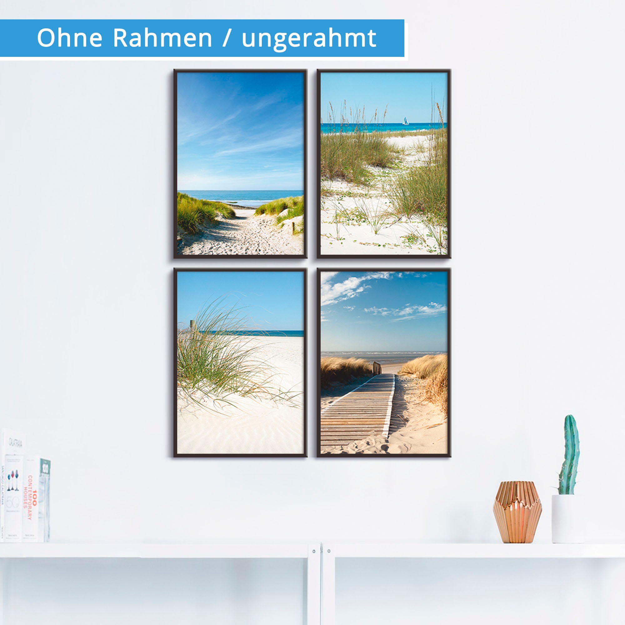 Artland Poster auf »Strand Wandposter bestellen Raten Bild, (4 Sanddünen«, Poster, St.), Wandbild, und Strand