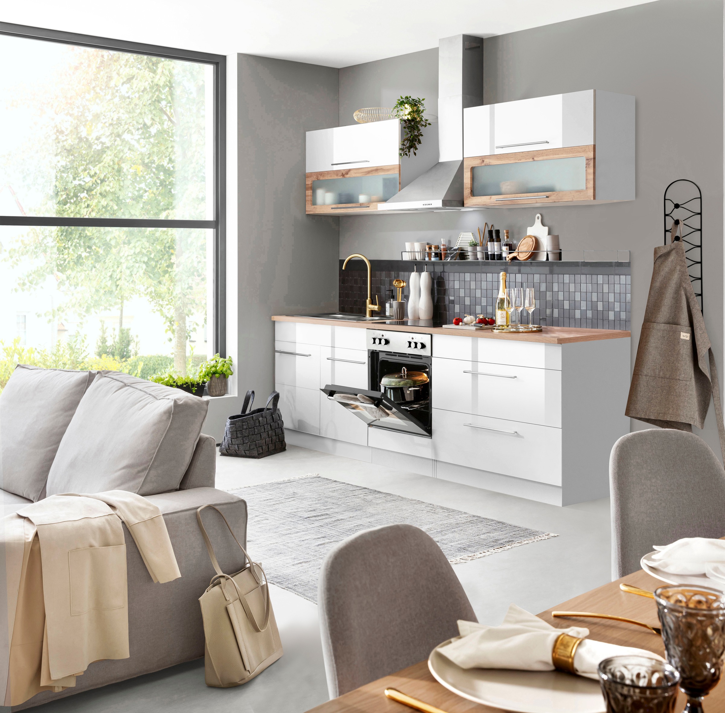 KOCHSTATION Küchenzeile »KS-Wien« Breite 260 cm, wahlweise mit E-Geräten günstig online kaufen