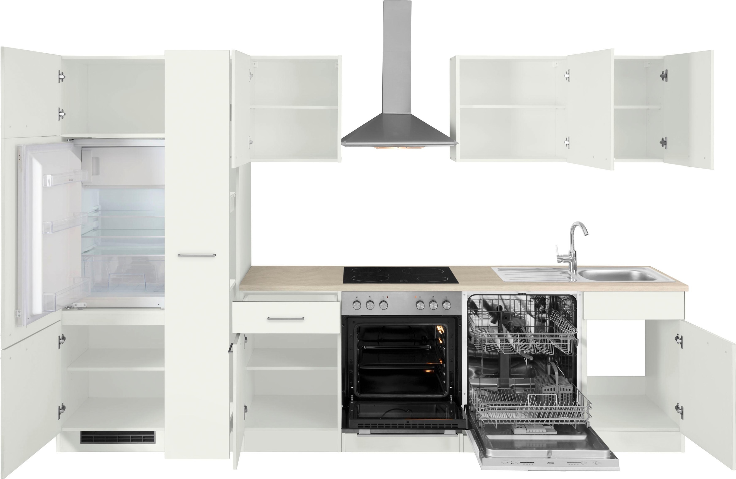 wiho Küchen Küchenzeile »Zell«, mit E-Geräten, Breite 310 cm auf Rechnung  bestellen | Umbauschränke