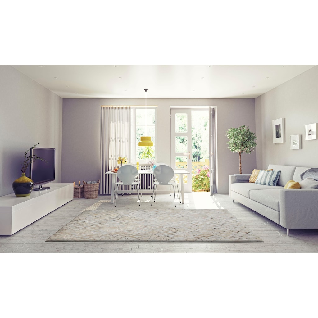 Home affaire Lederteppich »Arno«, rechteckig, 8 mm Höhe, jeder Teppich-ein Unikat, Wohnzimmer