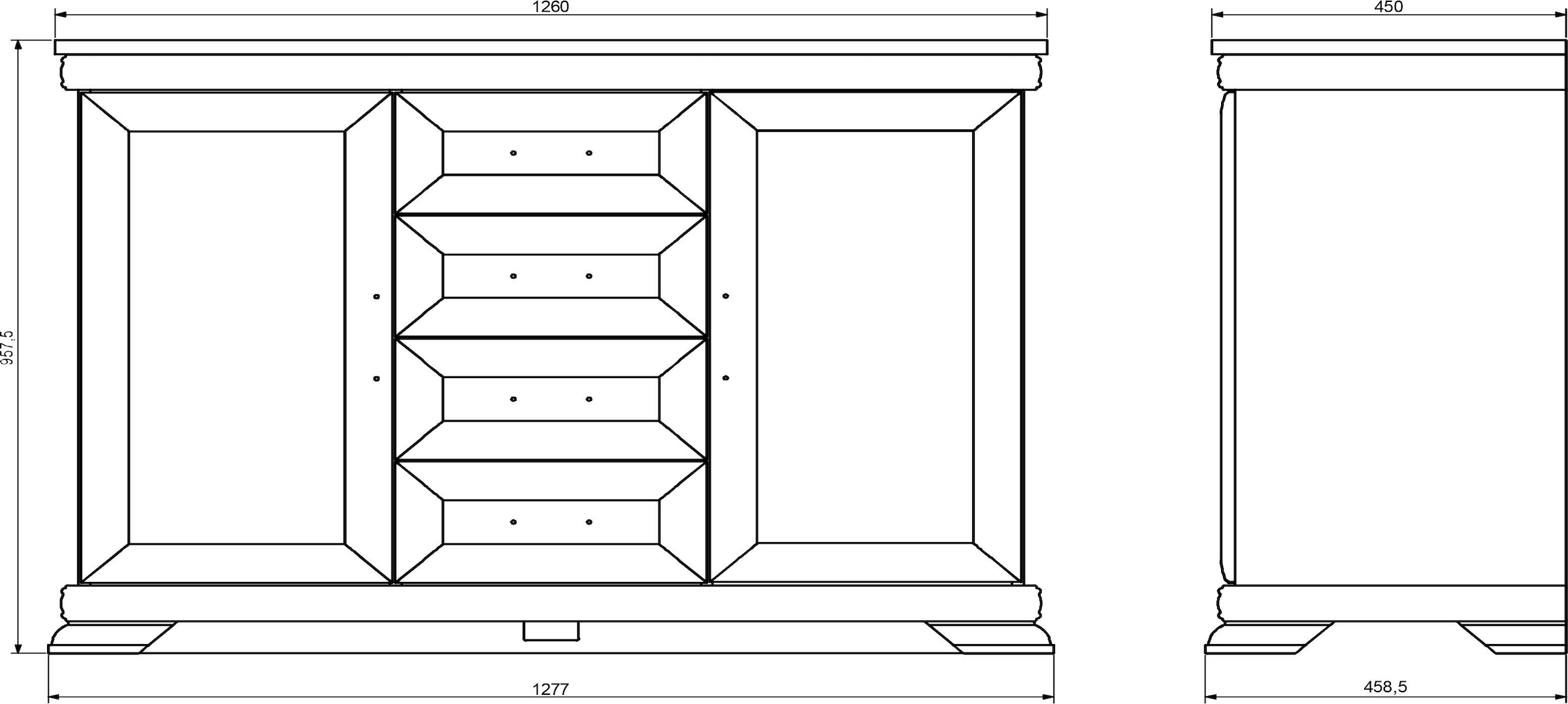 Home affaire Sideboard »Royal«, Breite ca. 128 cm