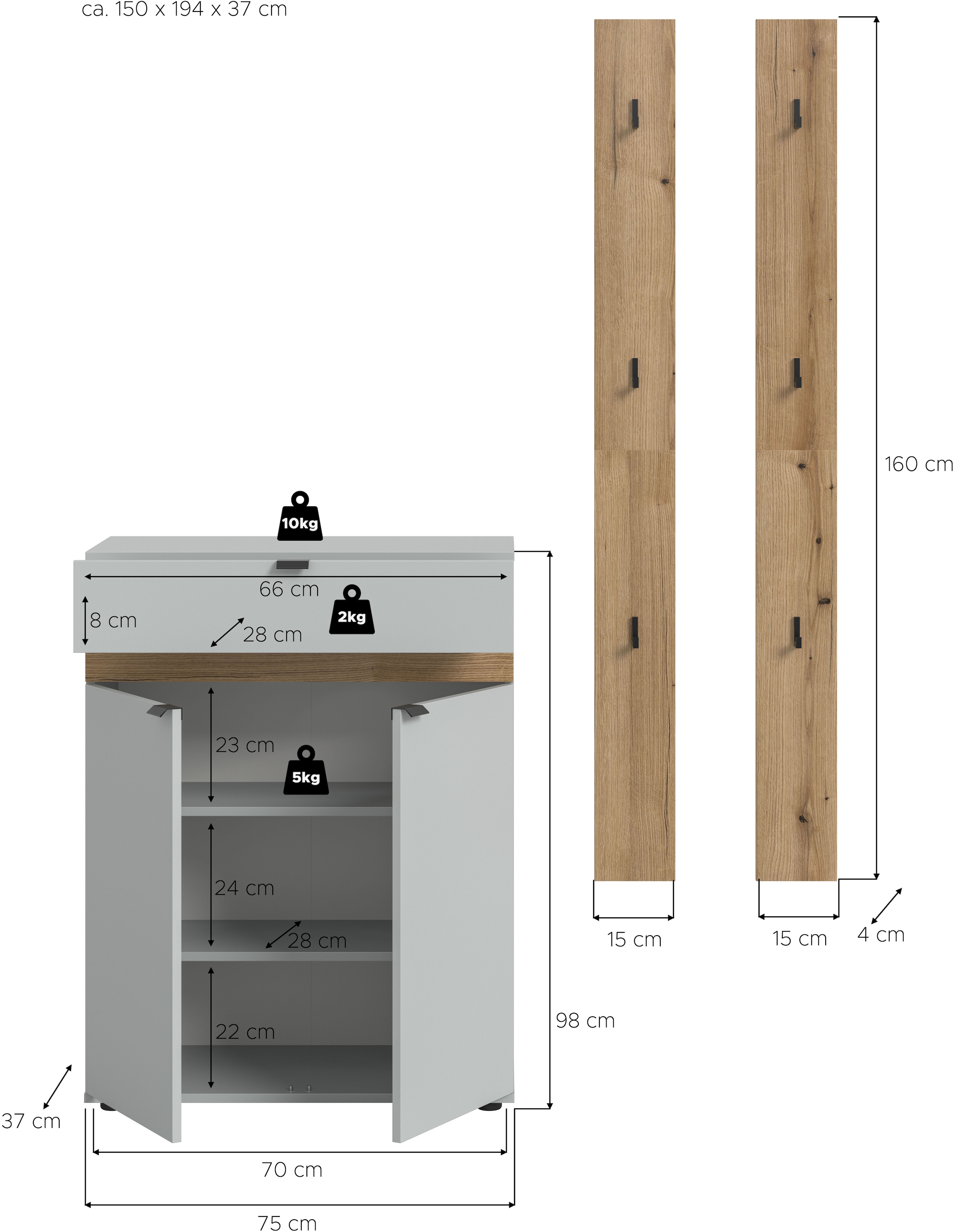 INOSIGN Garderoben-Set »Oran« Set, 3 Stk. tlg.