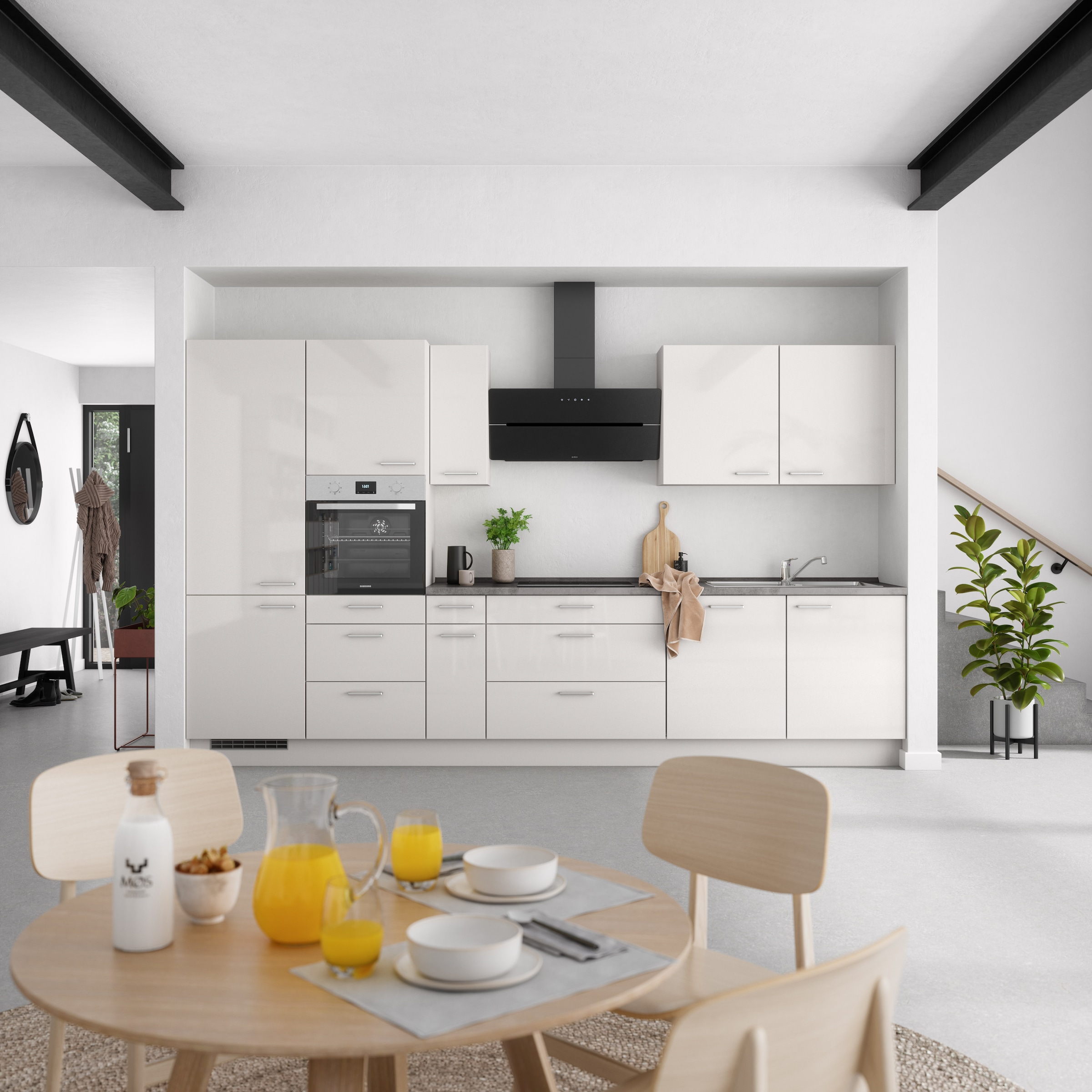 nobilia® Küchenzeile »"Flash II" mit Hochglanz Fronten«, vormontiert, Ausrichtung wählbar, Breite 360 cm, wahlw. mit E-Geräten