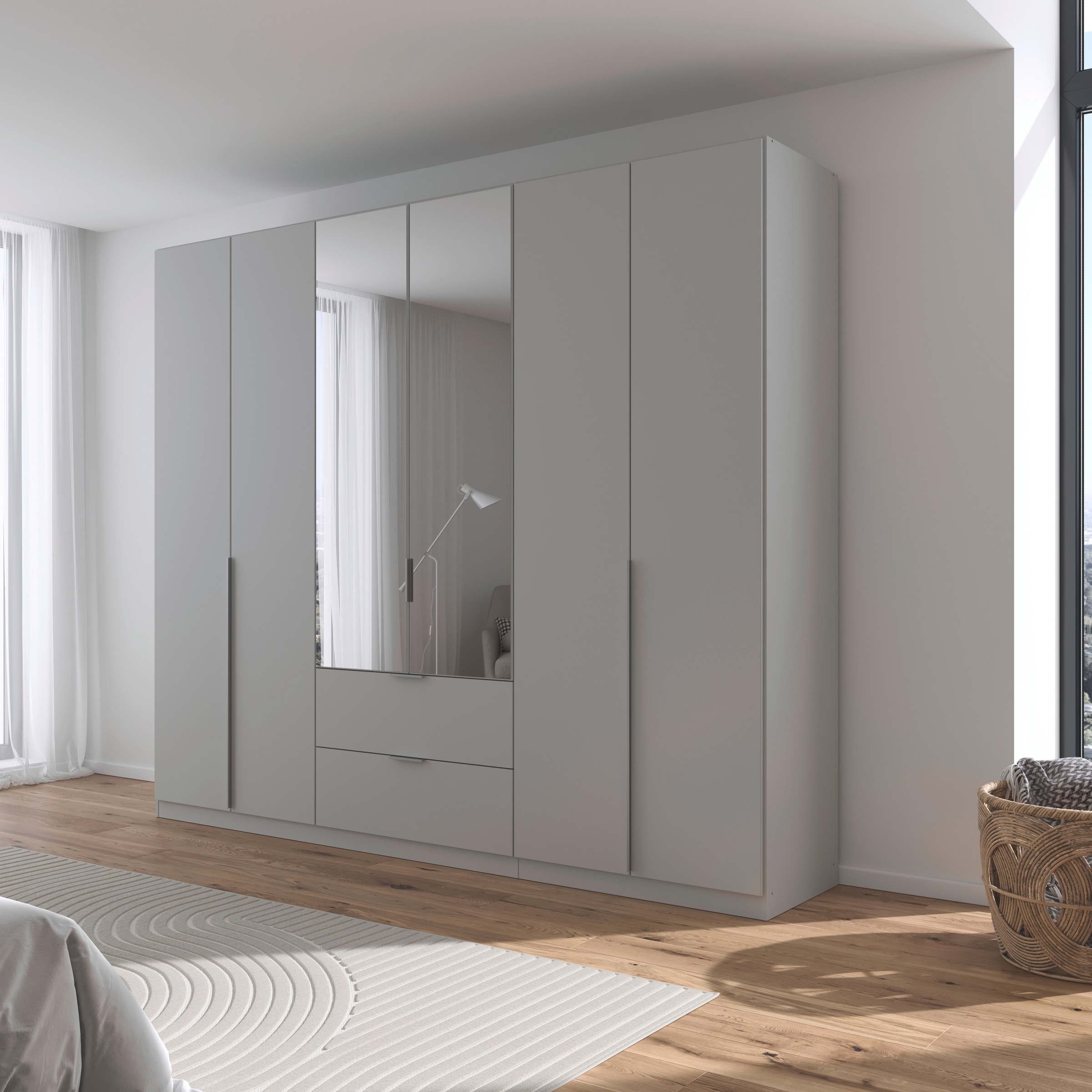 rauch Drehtürenschrank »Kleiderschrank Schrank Garderobe AGORDO mit Dekor- oder Hochglanzfront«, (in zwei Griff-Farben mit Dekor- oder Hochglanzfront), mit Außenschubkästen, in 6 Breiten und 2 Höhen MADE IN GERMANY