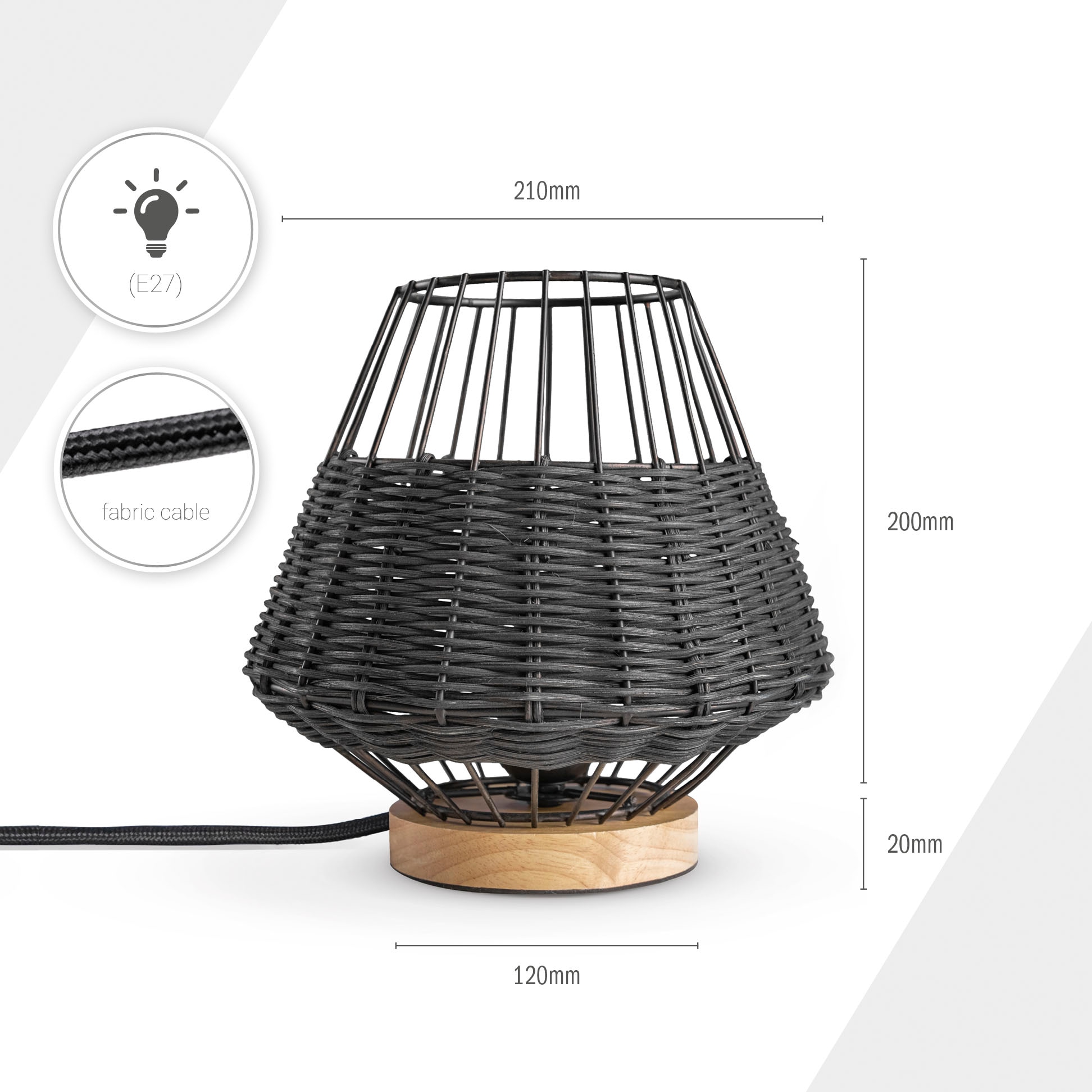 Paco Home Tischleuchte Holz Käfig Style E27 Nacht bestellen Boho »PUNTO«, Rustikal LED online Rattan Lampe