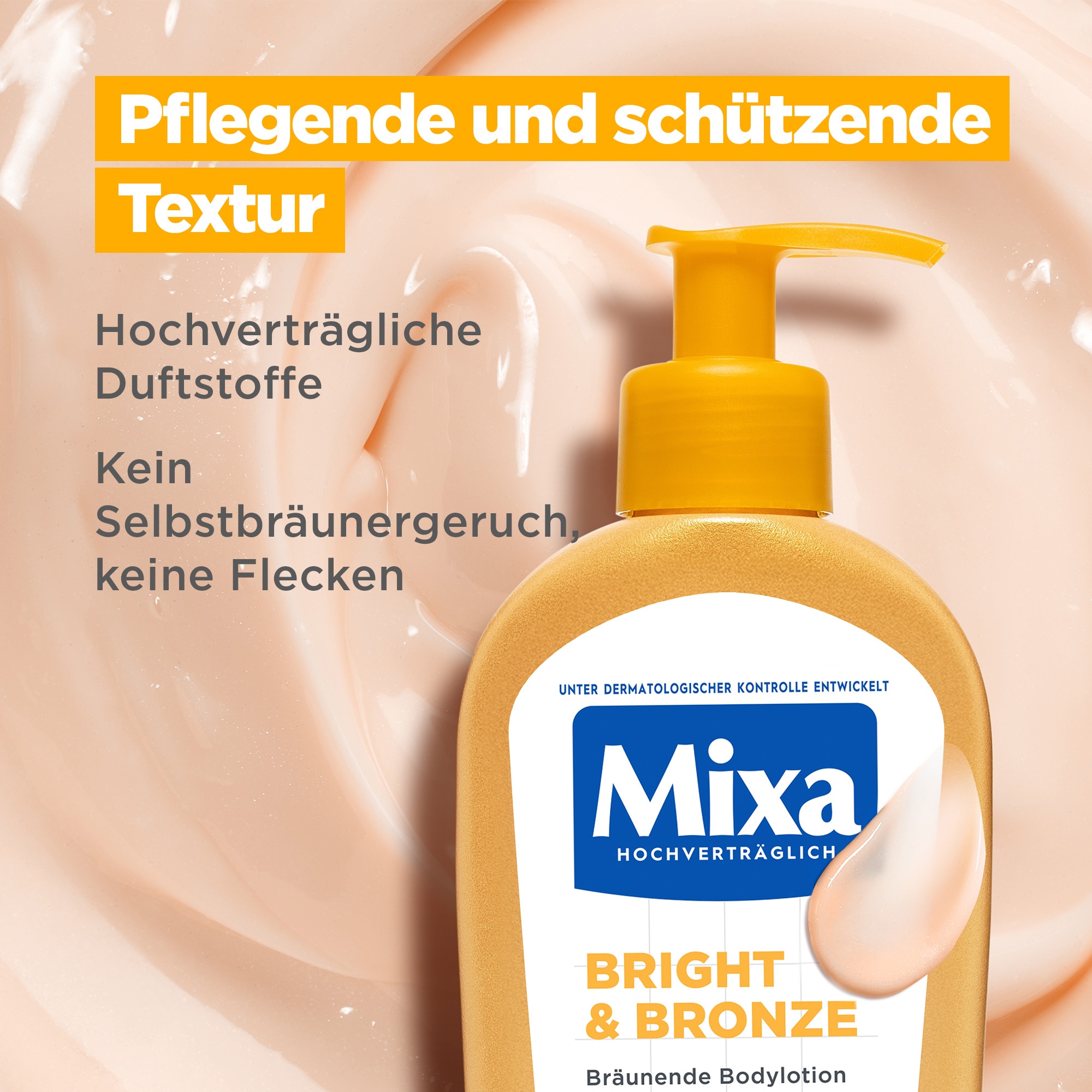 Mixa Selbstbräunungslotion »MIXA BRIGHT & BRONZE SELBSTBRÄUNENDE BODYLOTION« bräunt die Haut in 4 Stunden, spendet Feuchtigkeit