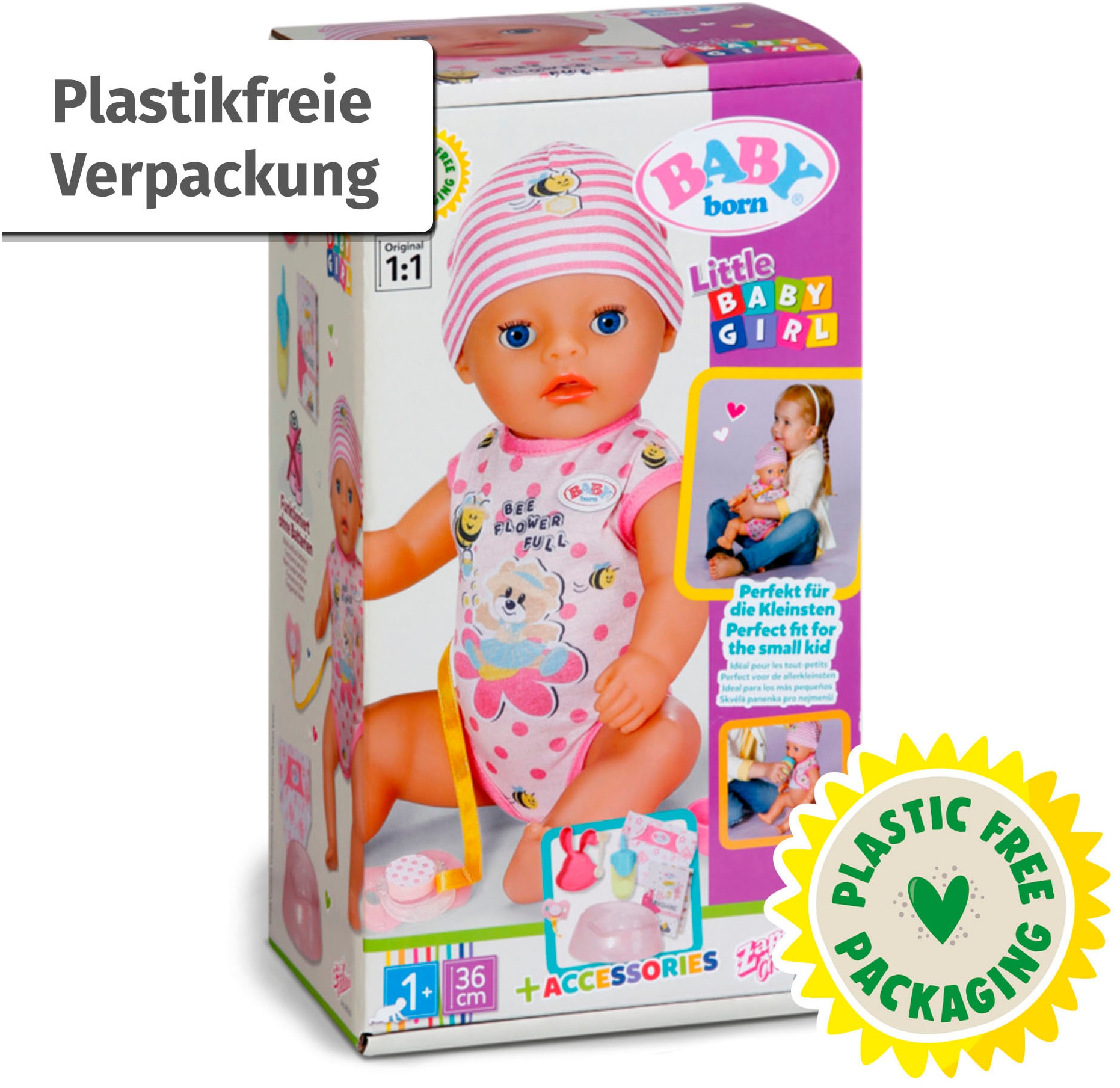 Baby Born Babypuppe »Little Baby Girl 36 cm«, mit 7 Funktionen