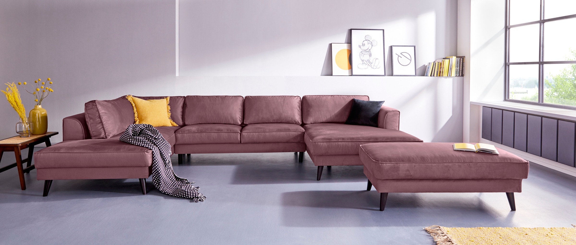 INOSIGN Wohnlandschaft »Lumber Jack, viel Platz, bequem, Breite 354cm, hoher Fuß, U-Form«, in moderner Optik