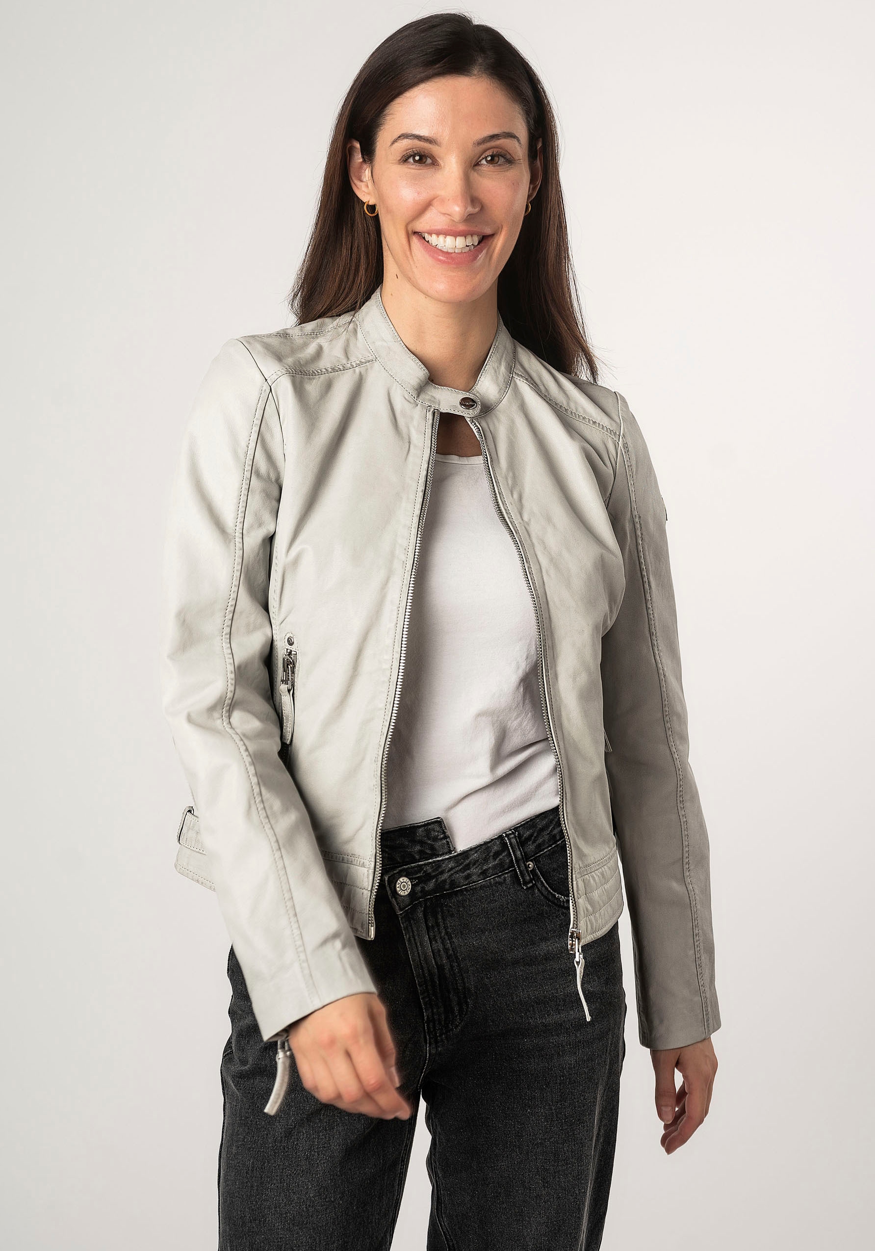 Mauritius Lederjacke »MWFilla«, mit kleinem Stehkragen