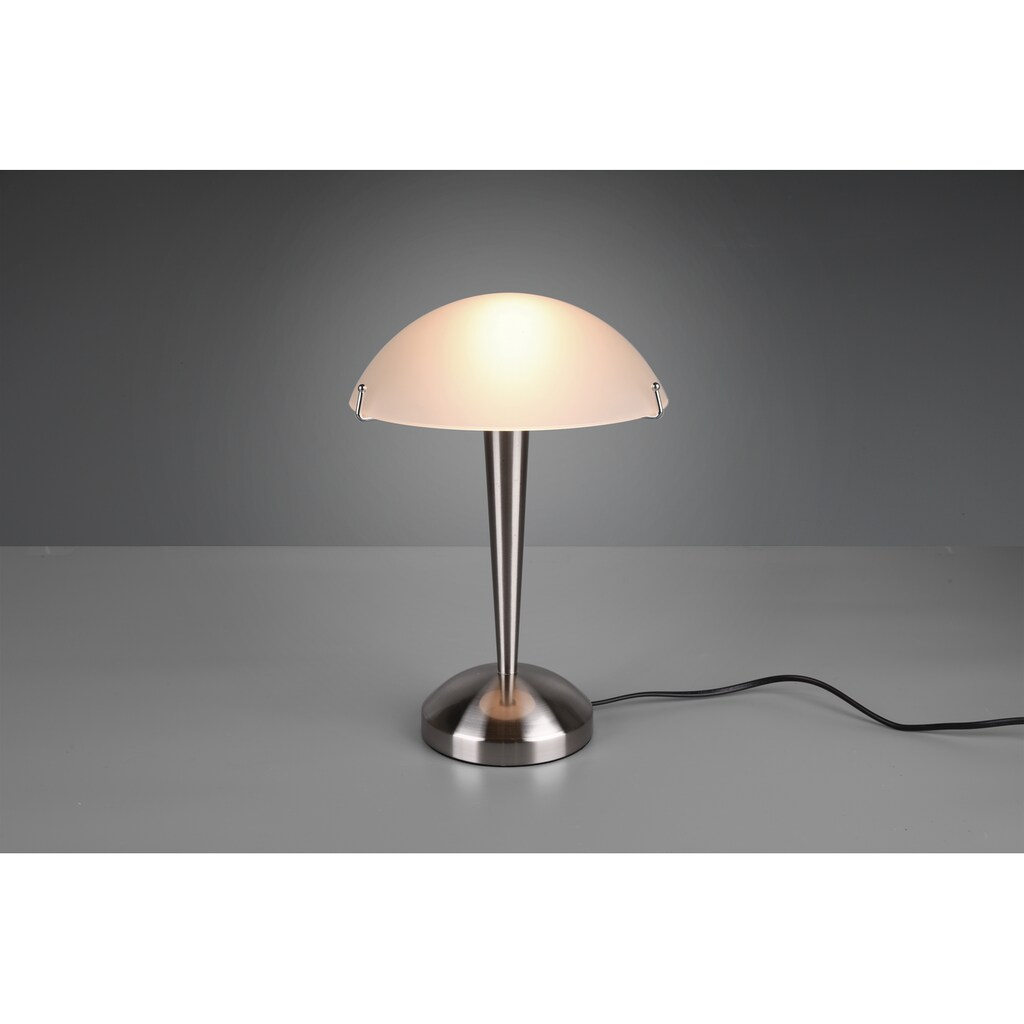 TRIO Leuchten Schreibtischlampe »Pilz«, 1 flammig-flammig, E14 Tischleuchte mit Touchdimmer und Glasschirm