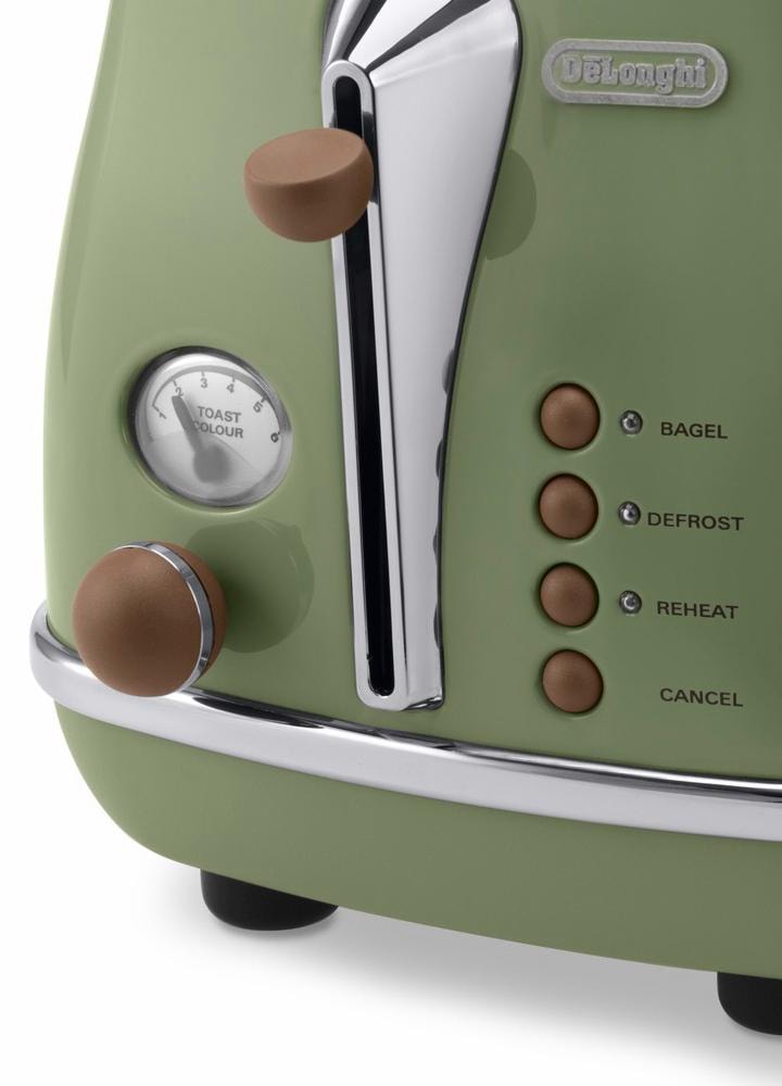De'Longhi Toaster »Incona Vintage »CTOV 2103.BG««, 2 kurze Schlitze, 900 W, im Retro Look, grün