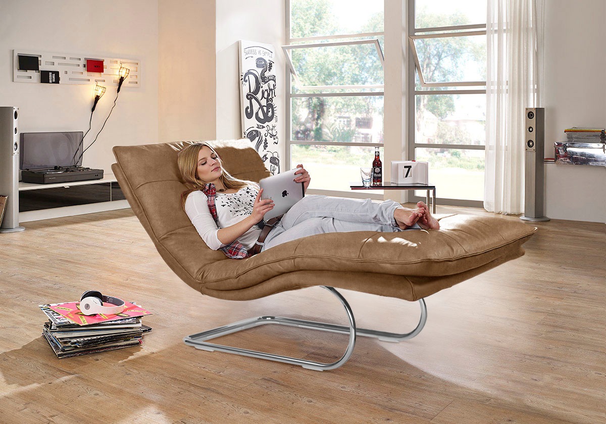 W.SCHILLIG Relaxliege »daily dreams«, in Waffelkissen-Optik, wahlweise mit Motor, Freischwingergestell